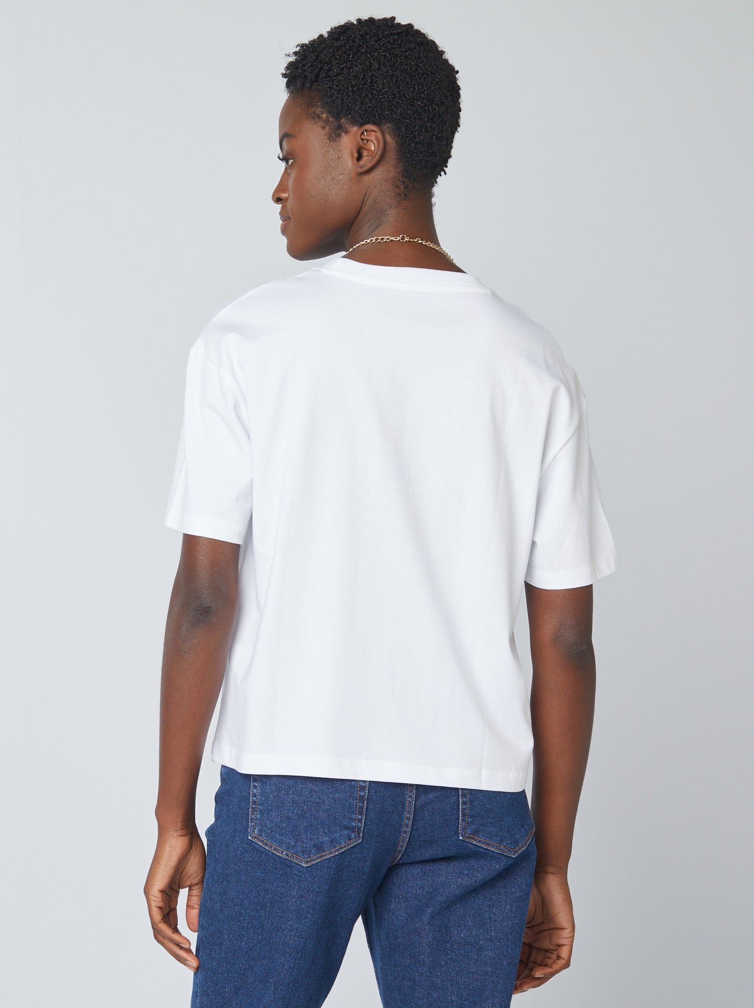 T-shirt oversize à col rond - Blanc (BRY18_10)
