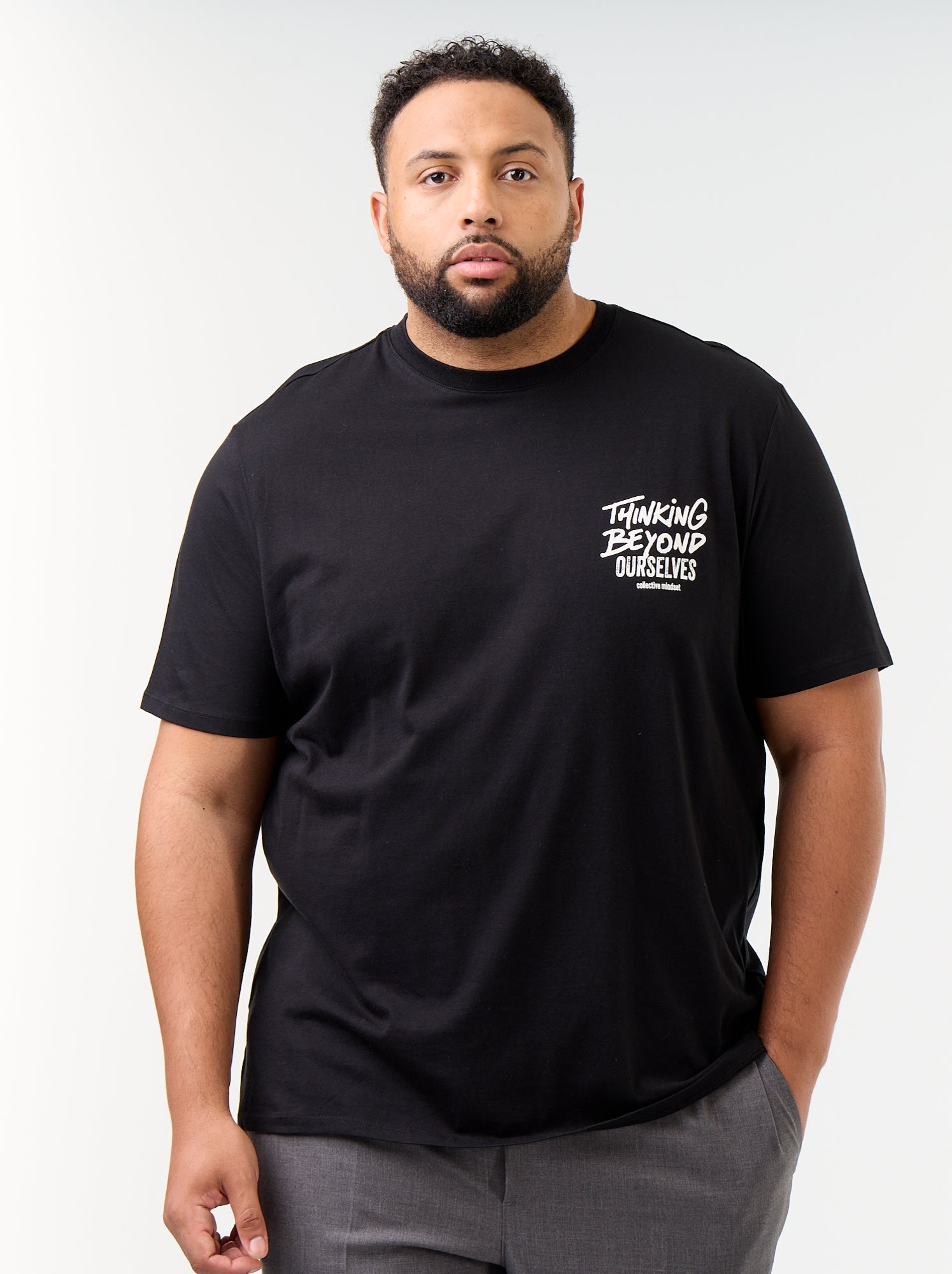 T-shirt en jersey imprimé à manches courtes - Noir