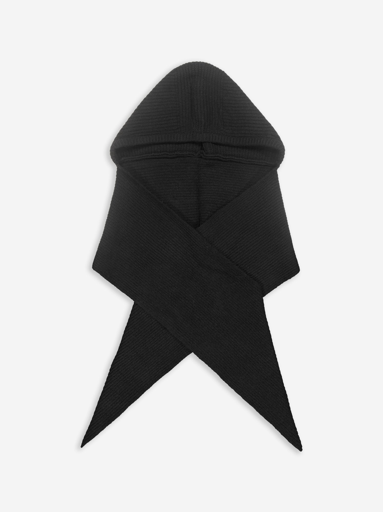 Echarpe en maille côtelée avec capuche intégrée - Noir