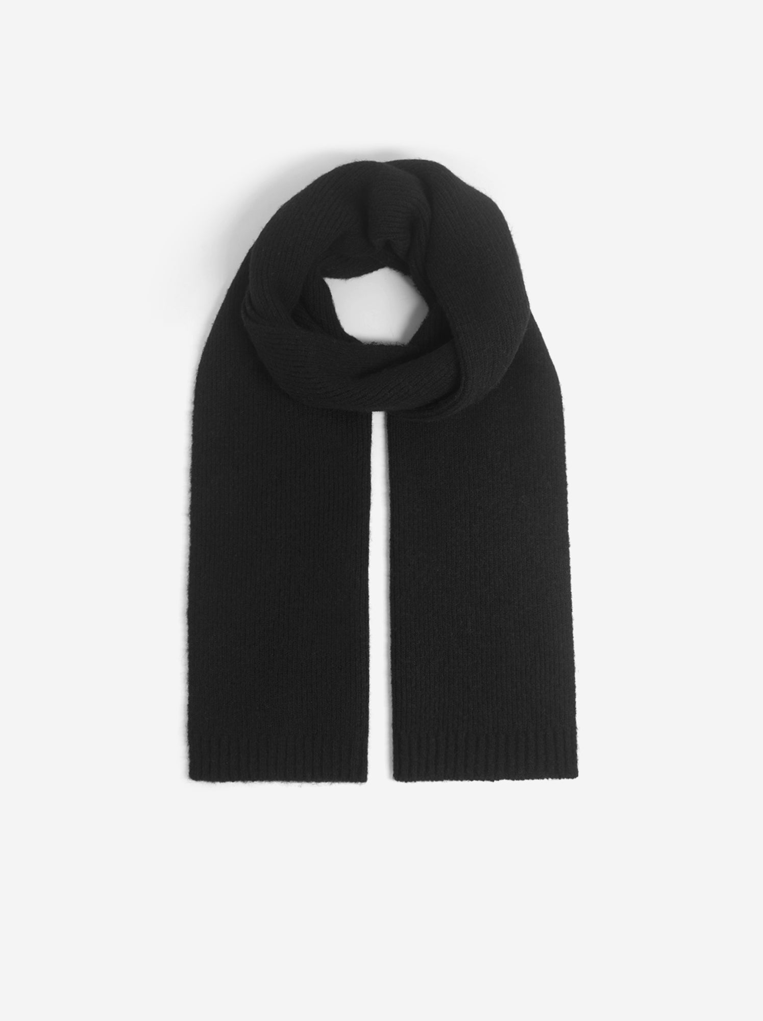 Echarpe unie en maille côtelée - Noir