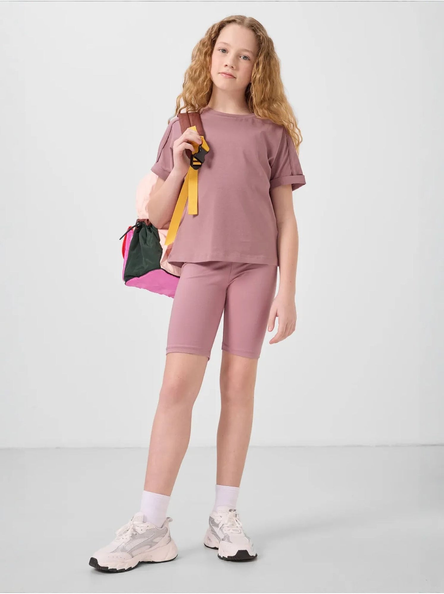 T-shirt unisexe junior en coton et élasthanne tommy - Mauve
