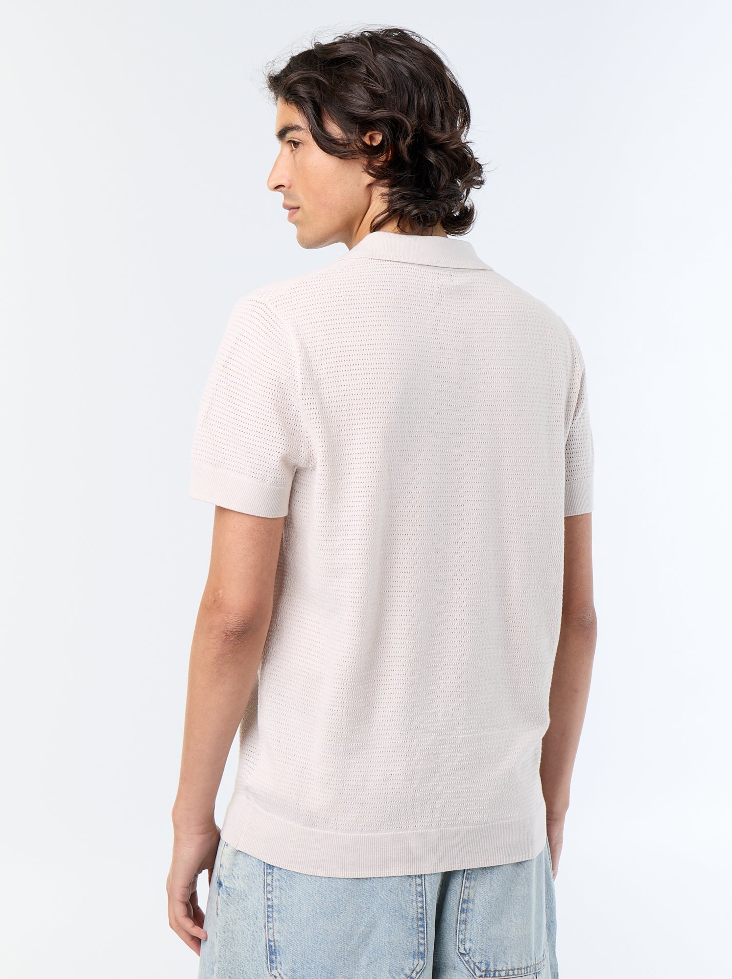 Polo en coton uni à manches courtes pour homme - Gris
