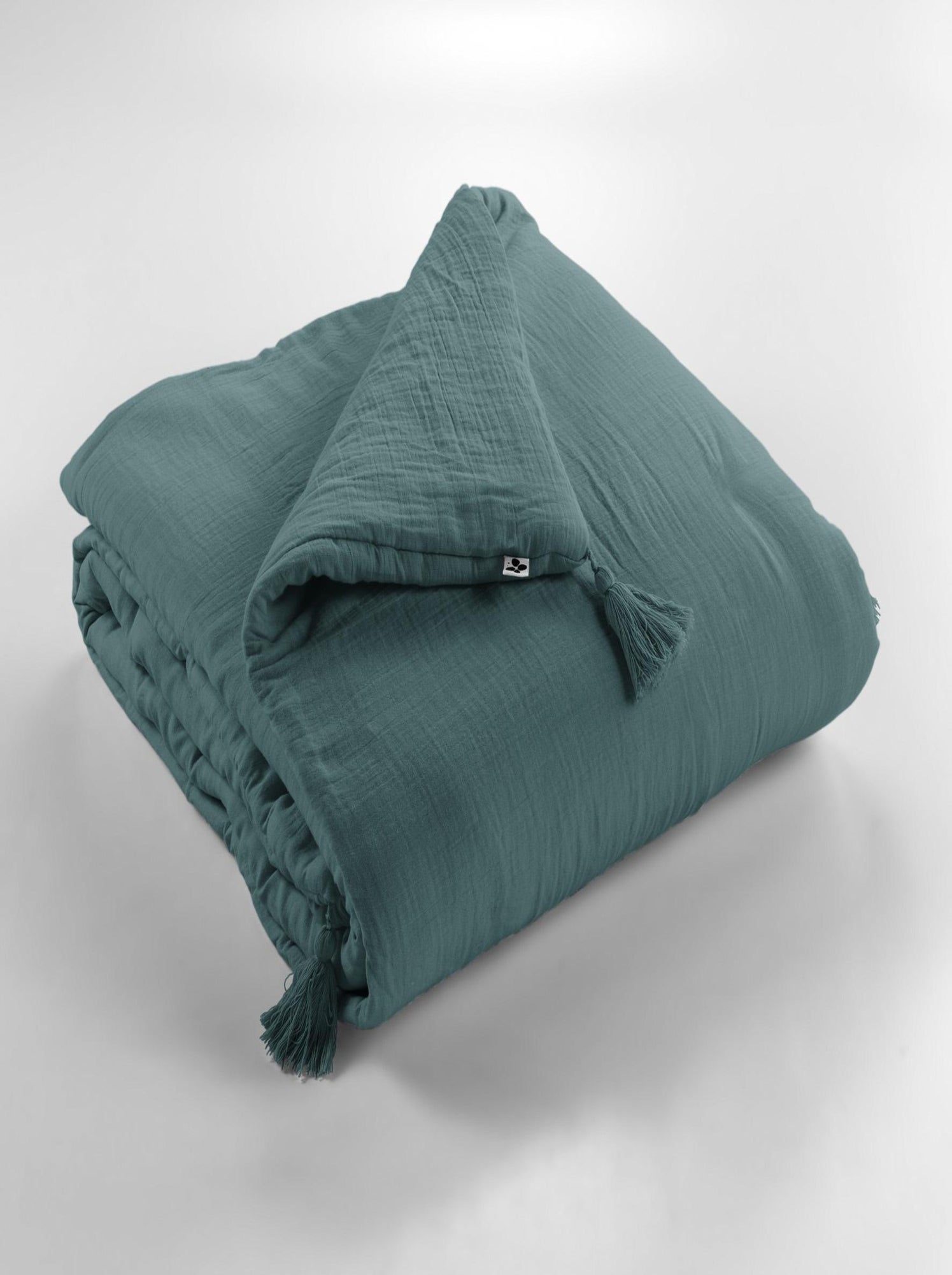 Edredon Boutis gaze de coton Collection Gaia - Bleu canard