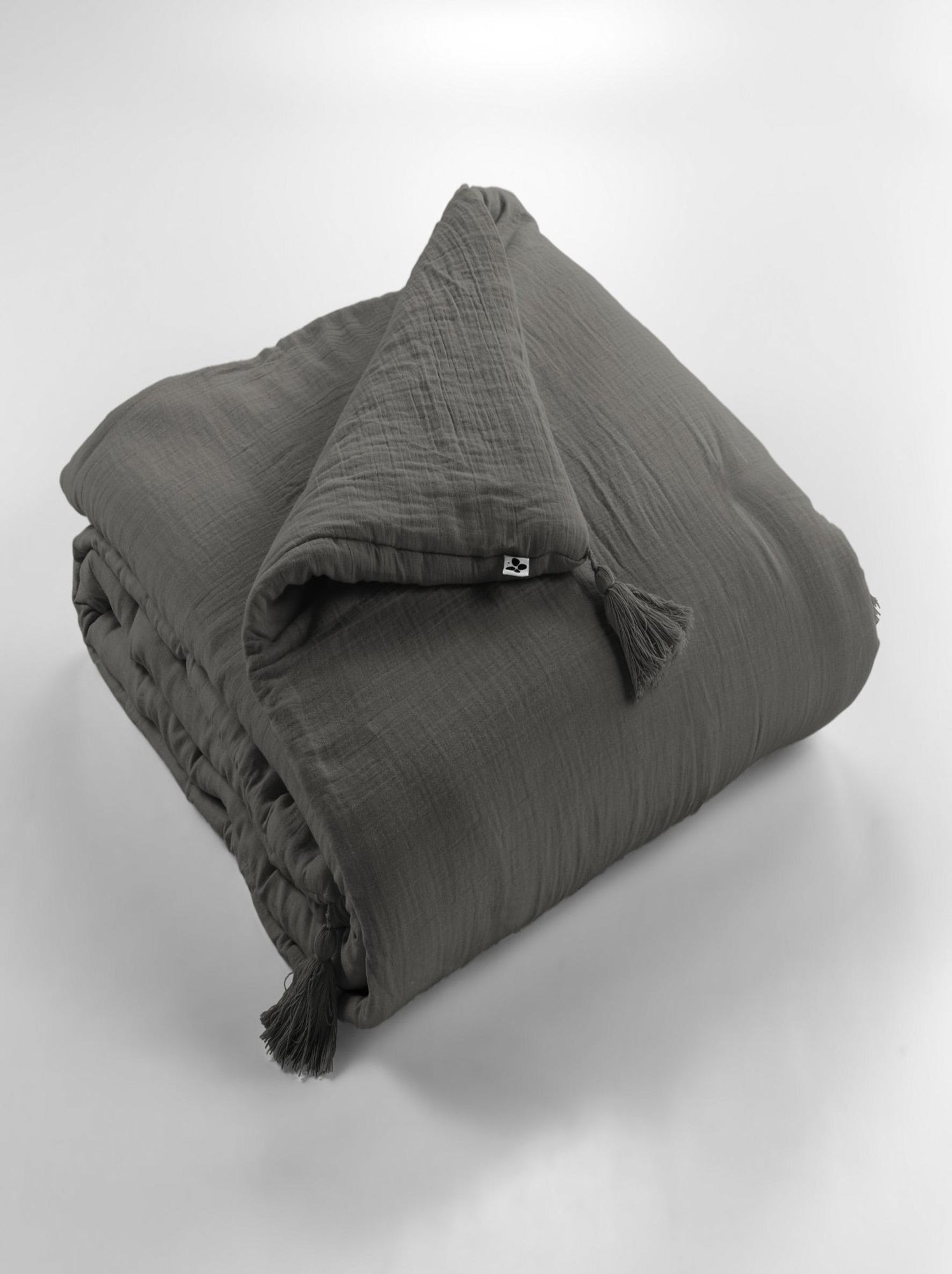 Edredon Boutis gaze de coton Collection Gaia - gris anthracite