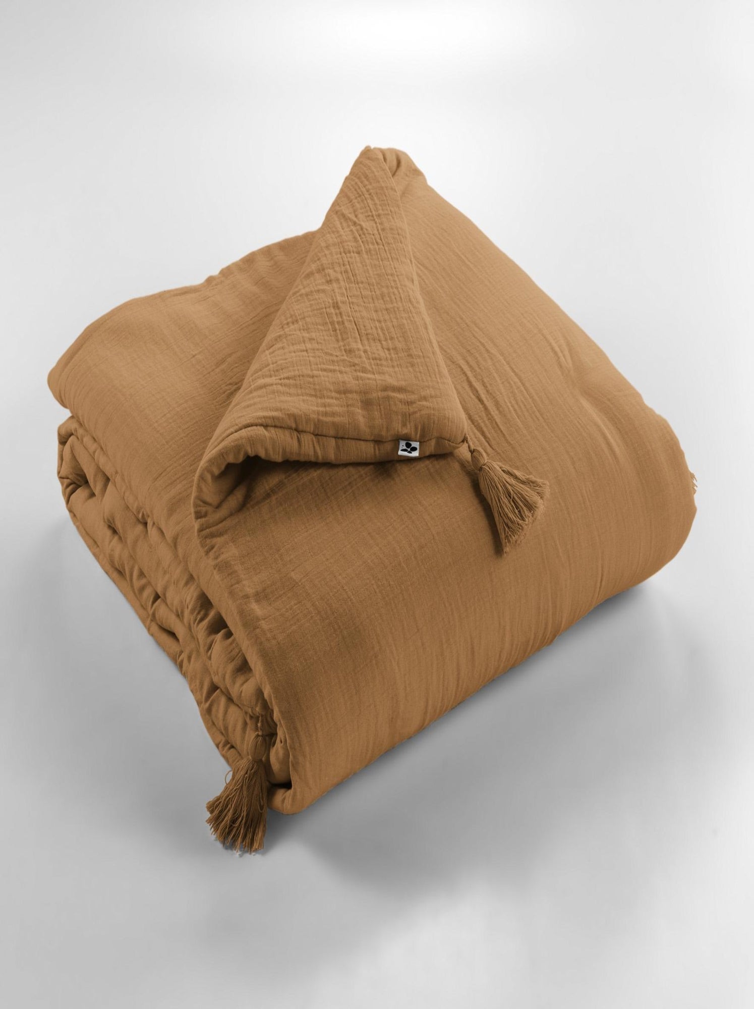 Edredon Boutis gaze de coton Collection Gaia - Marron caramel