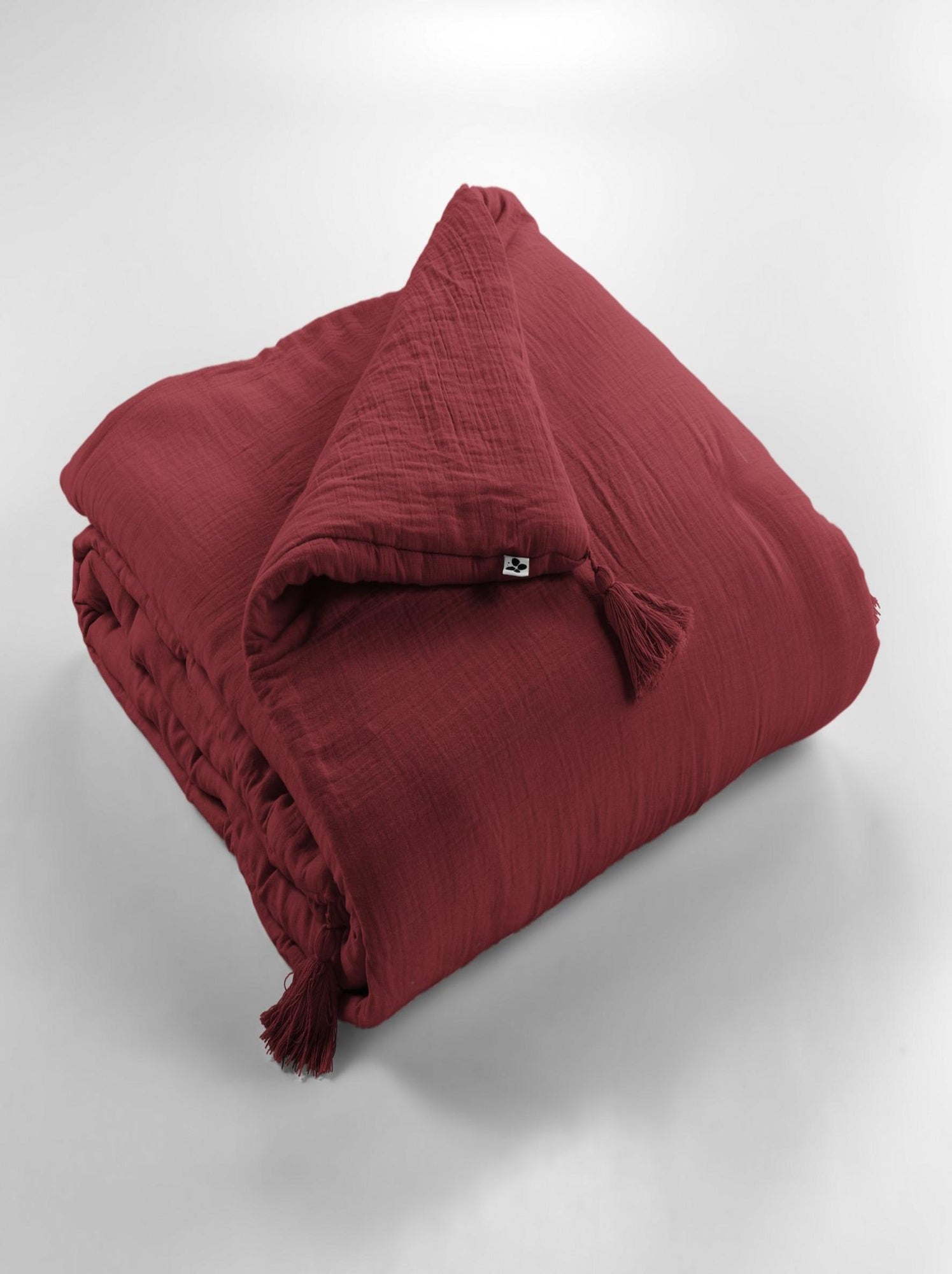 Edredon Boutis gaze de coton Collection Gaia - Rouge bordeaux