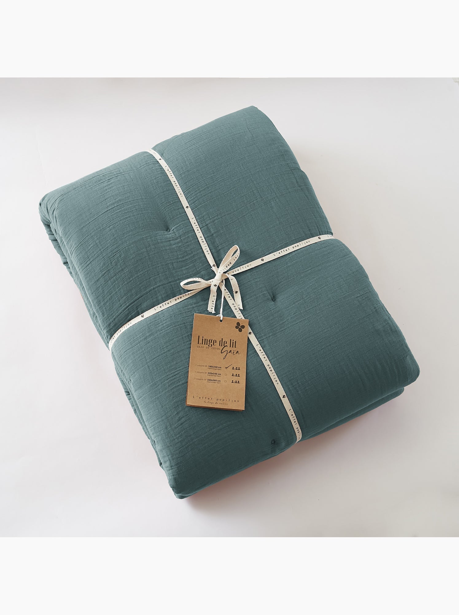 Édredon – double gaze de coton 125 gr/m² – ultra doux - gaïa - Bleu canard