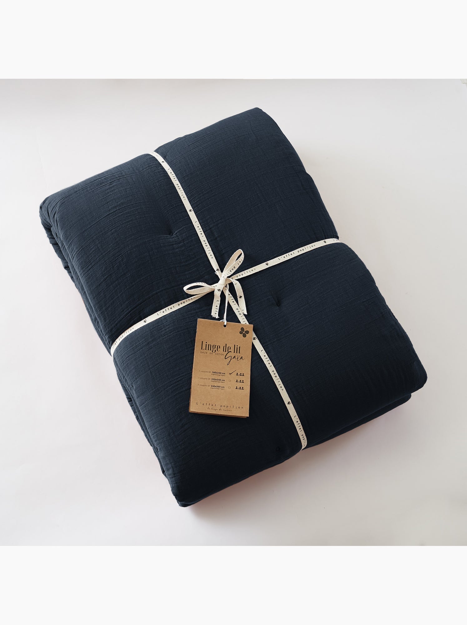 Édredon – double gaze de coton 125 gr/m² – ultra doux - gaïa - Bleu foncé