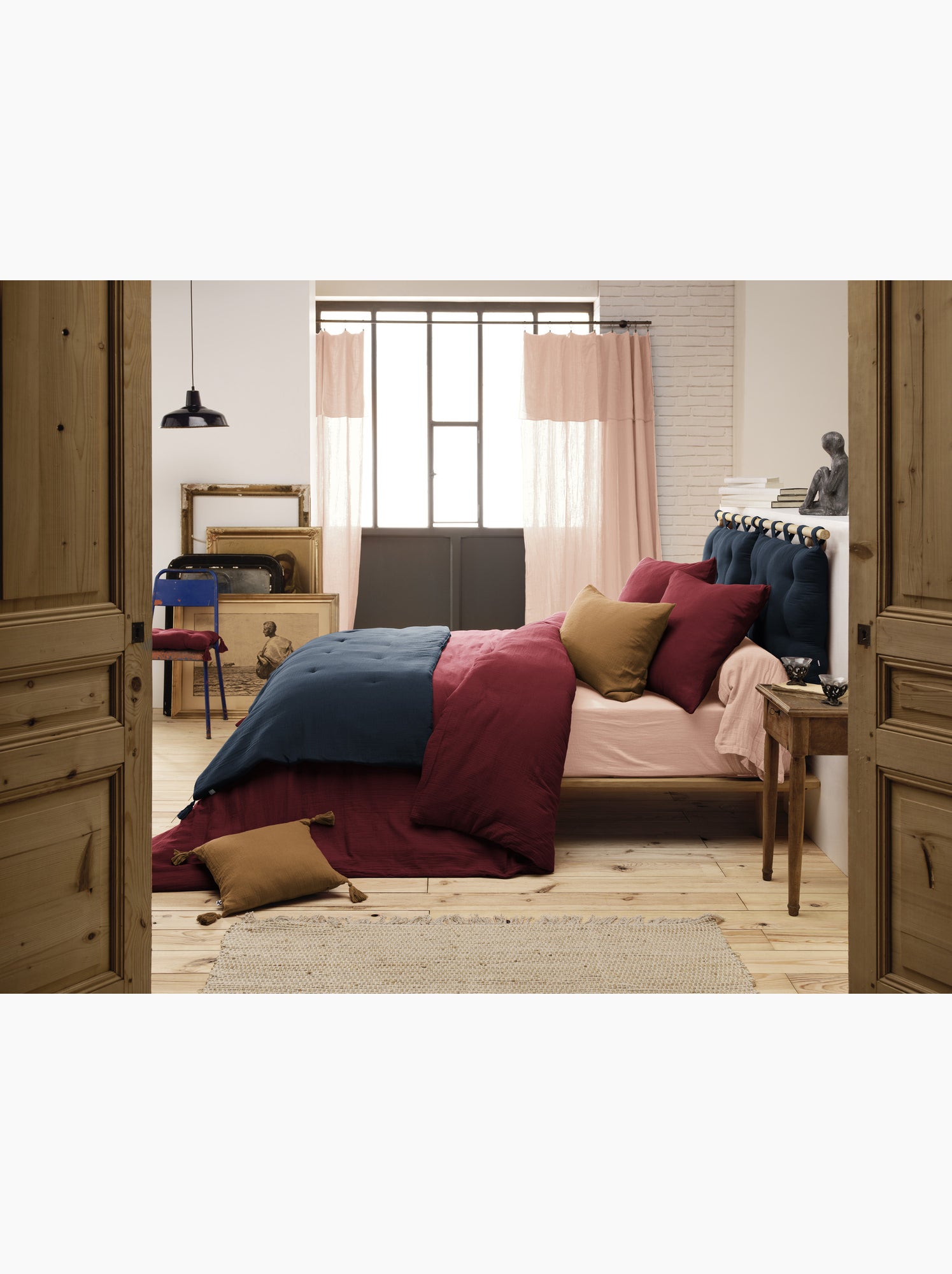 Édredon – double gaze de coton 125 gr/m² – ultra doux - gaïa - Bleu foncé