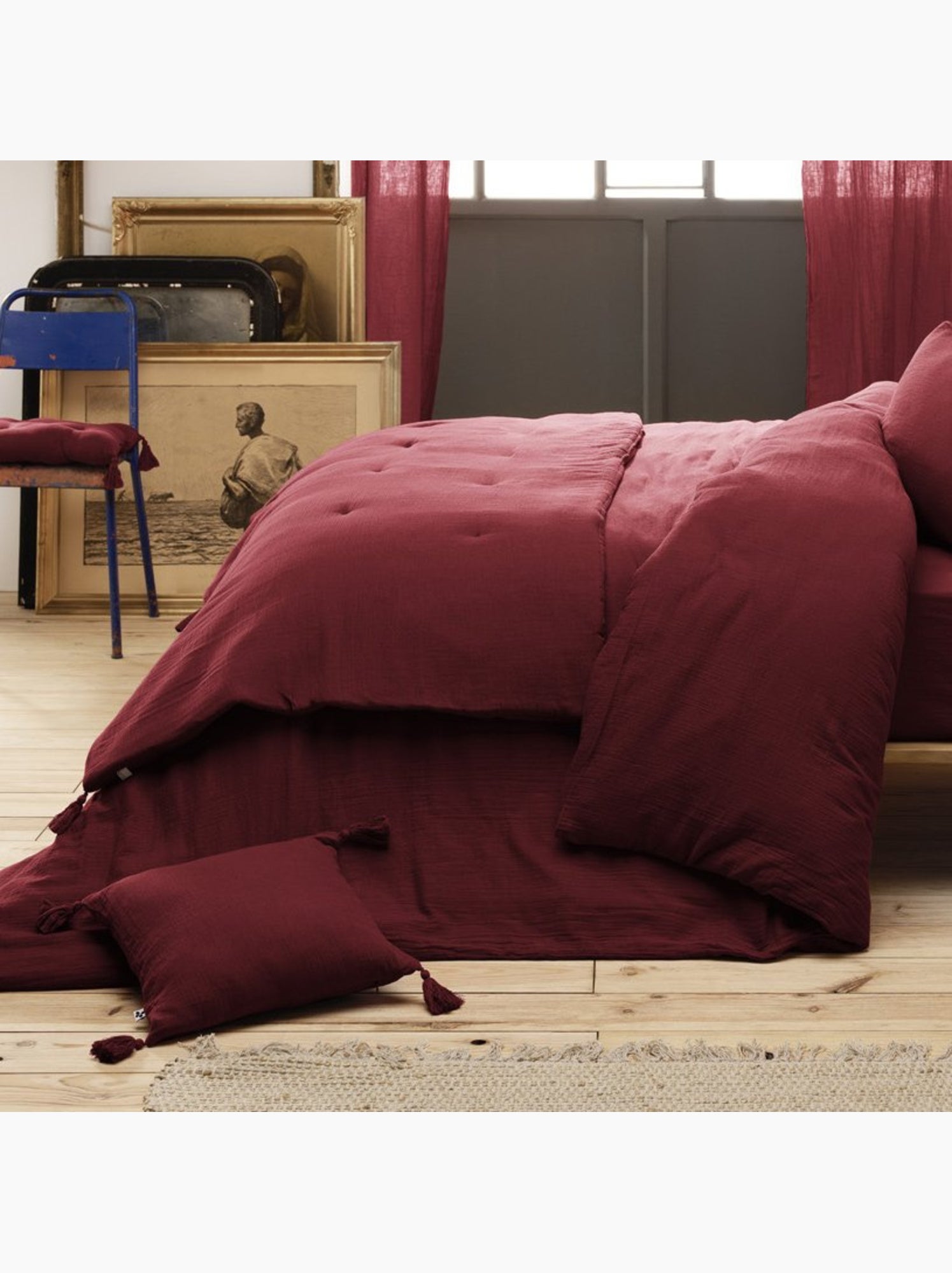 Édredon – double gaze de coton 125 gr/m² – ultra doux - gaïa - Bordeaux