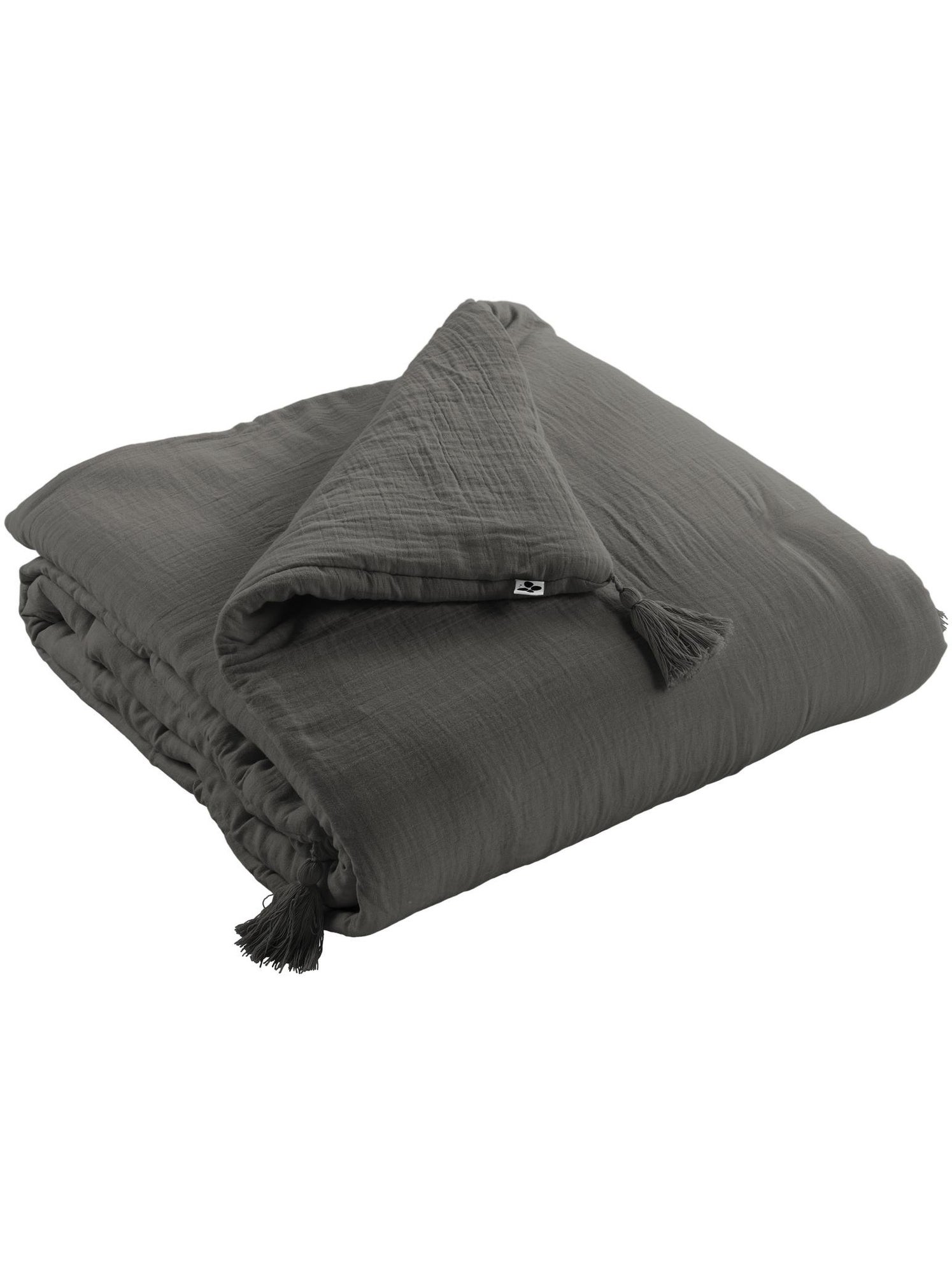Édredon – double gaze de coton 125 gr/m² – ultra doux - gaïa - Gris Granit