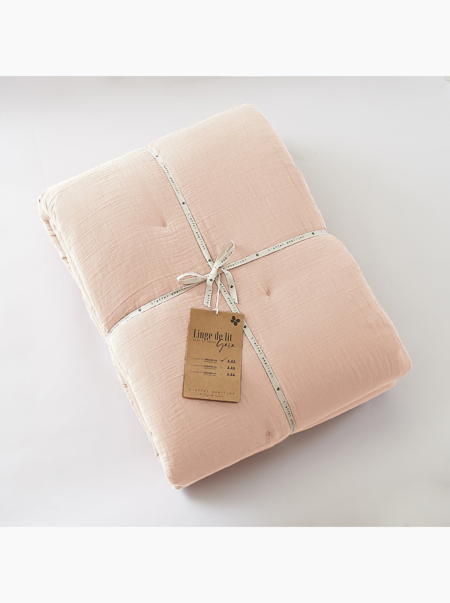 Édredon – double gaze de coton 125 gr/m² – ultra doux - gaïa - Rose clair