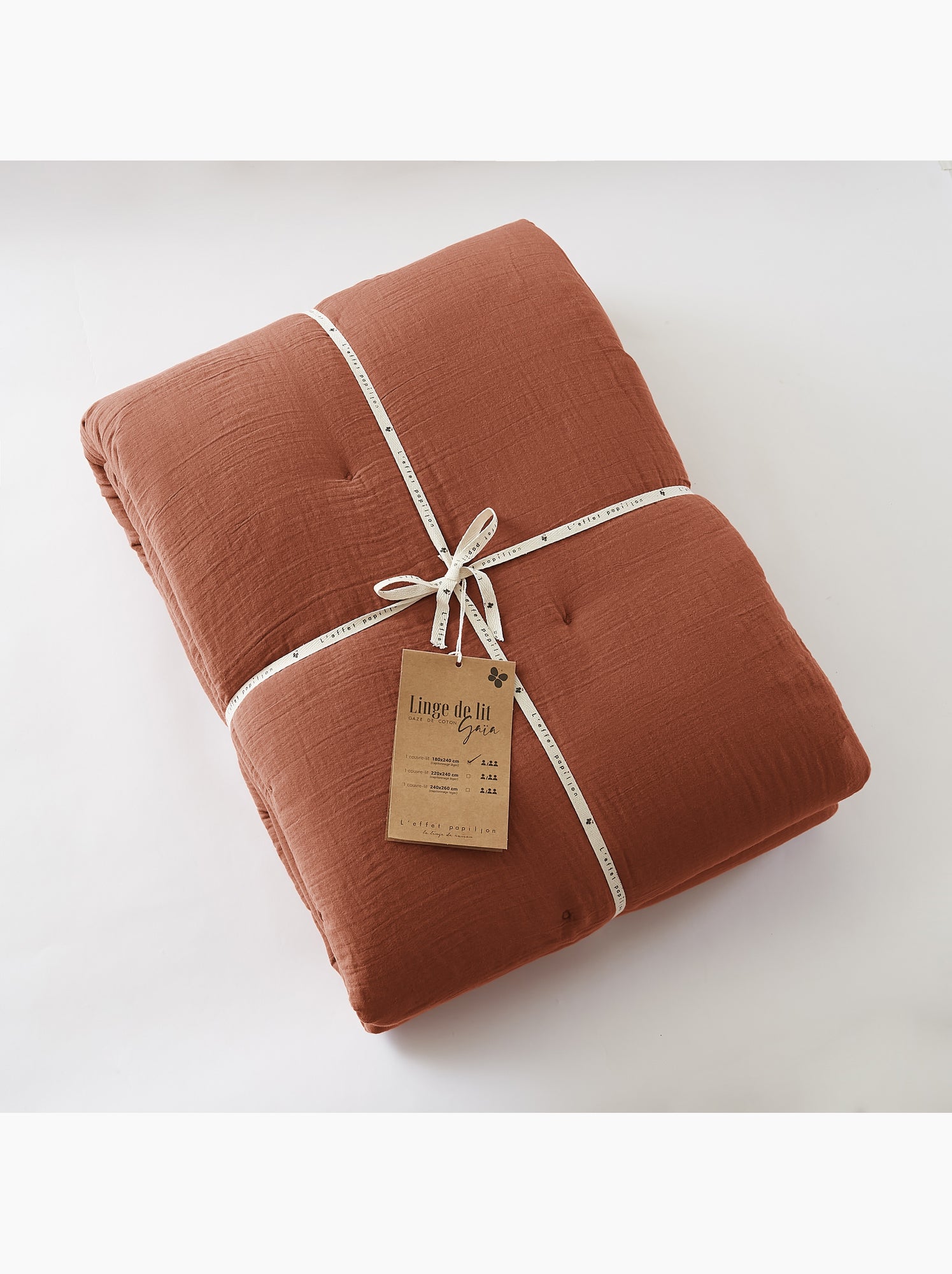 Édredon – double gaze de coton 125 gr/m² – ultra doux - gaïa - Terracotta