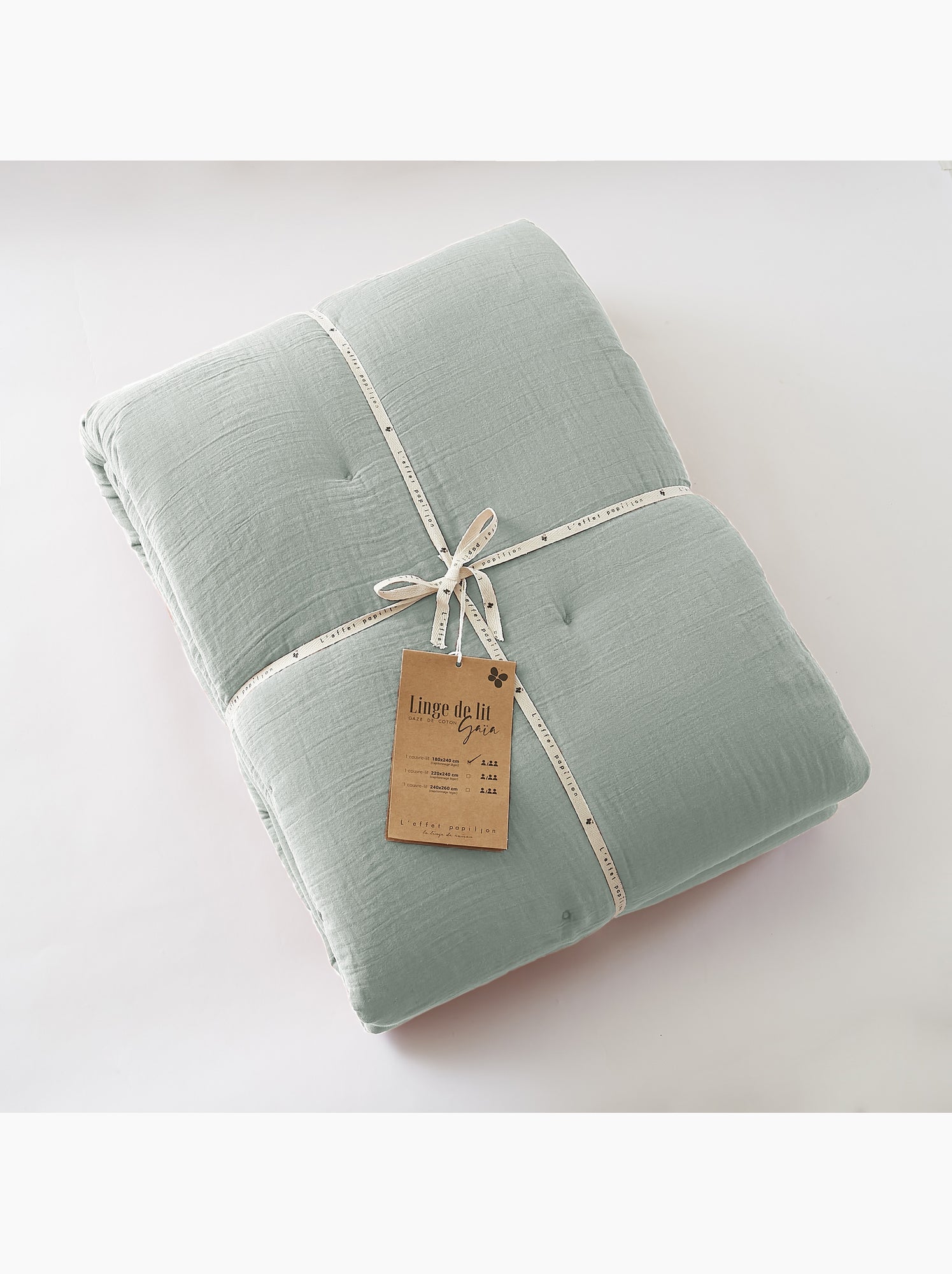 Édredon – double gaze de coton 125 gr/m² – ultra doux - gaïa - Vert eucalyptus