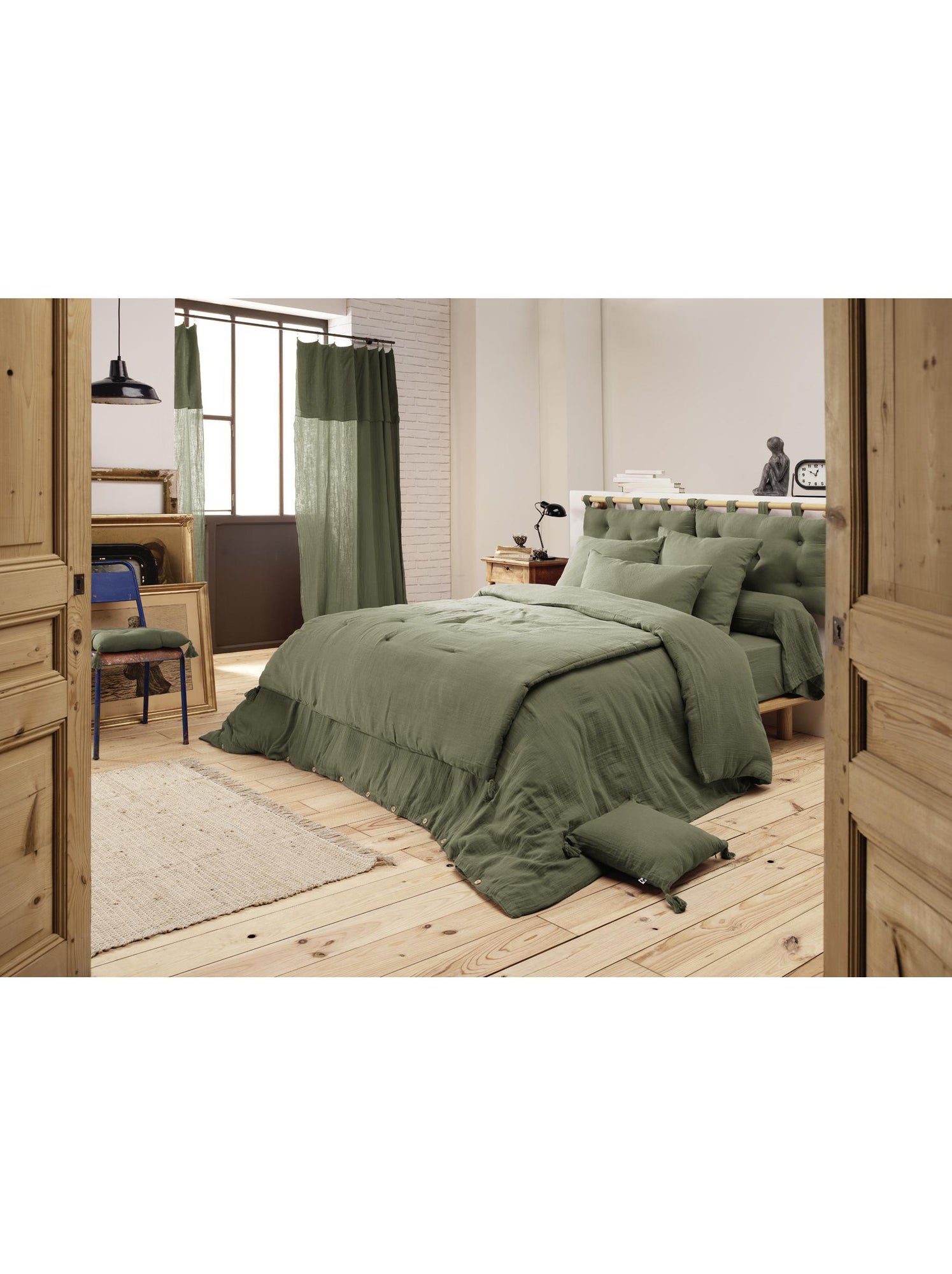 Édredon – double gaze de coton 125 gr/m² – ultra doux - gaïa - Vert romarin