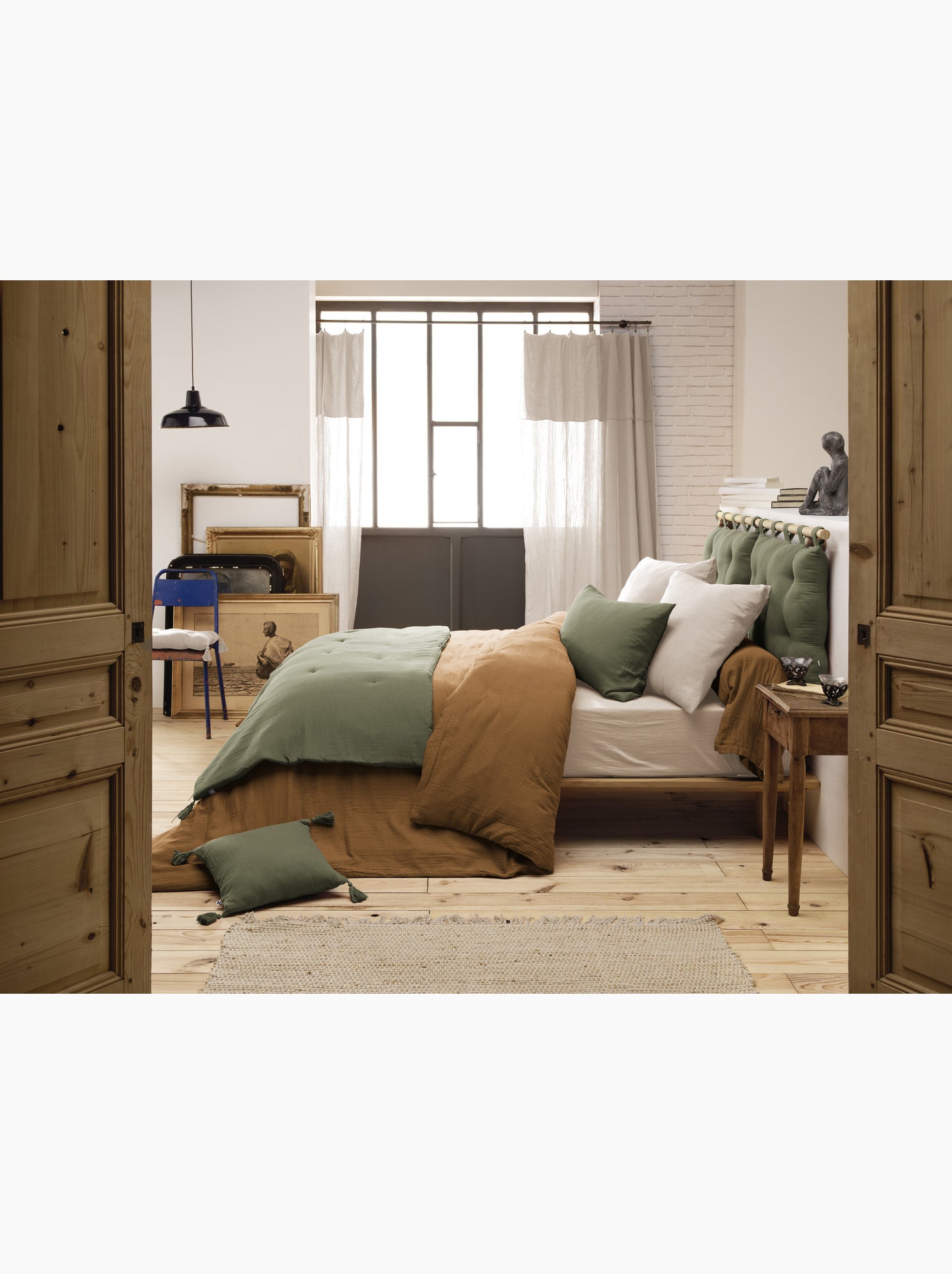 Édredon – double gaze de coton 125 gr/m² – ultra doux - gaïa - Vert romarin