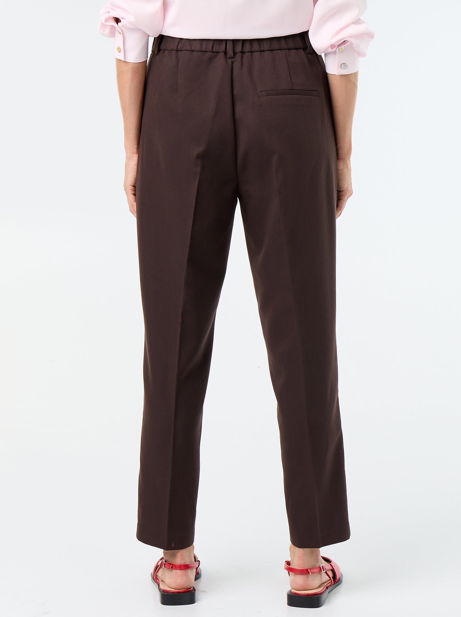Pantalon en toile lourde à coupe cigarette pour femme - Marron