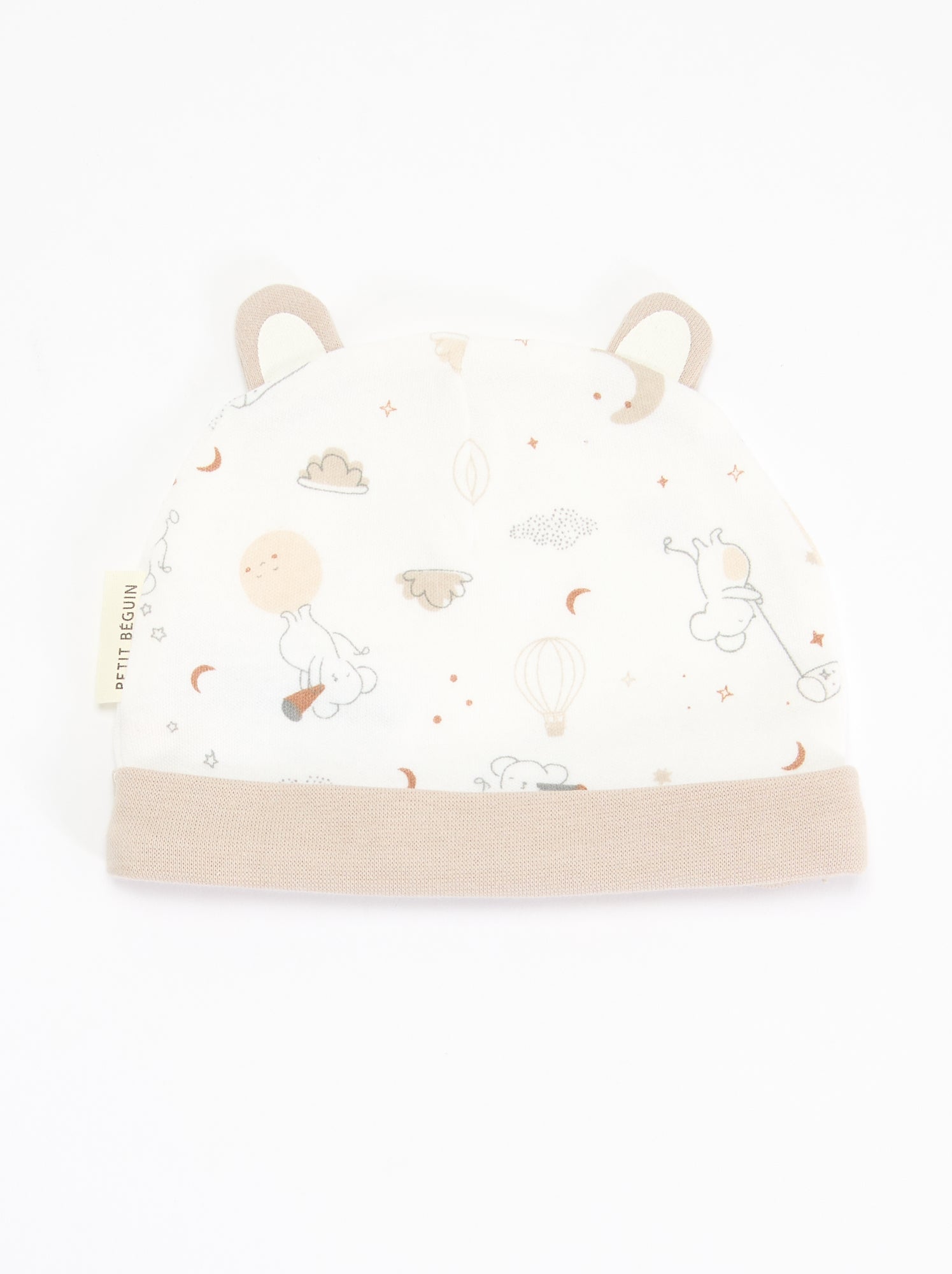 Ensemble 2 pièces -  bonnet et paire de moufles 'Petit Béguin' - Beige