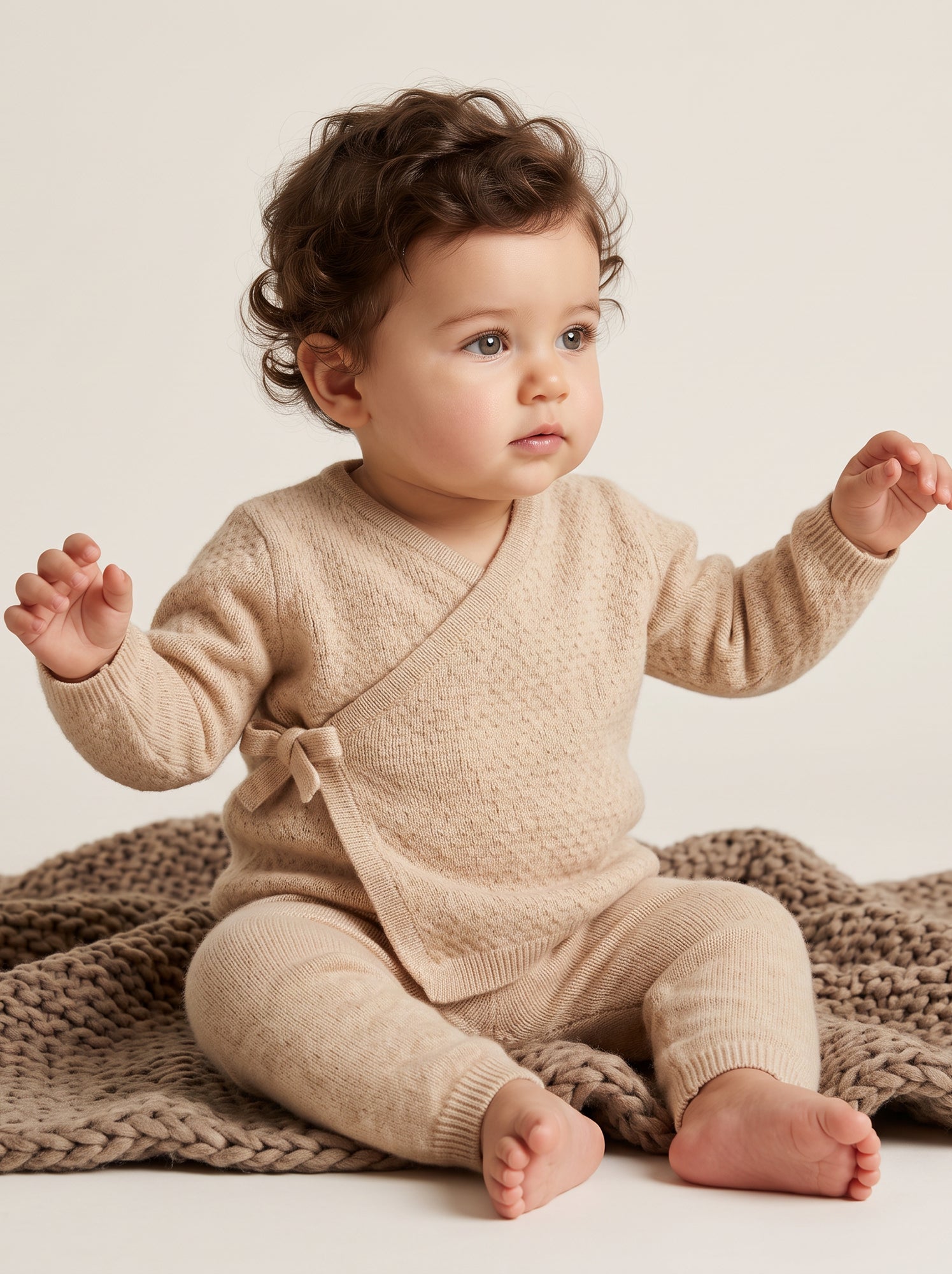 Ensemble 2 pièces en laine et cachemire - Premium - Beige