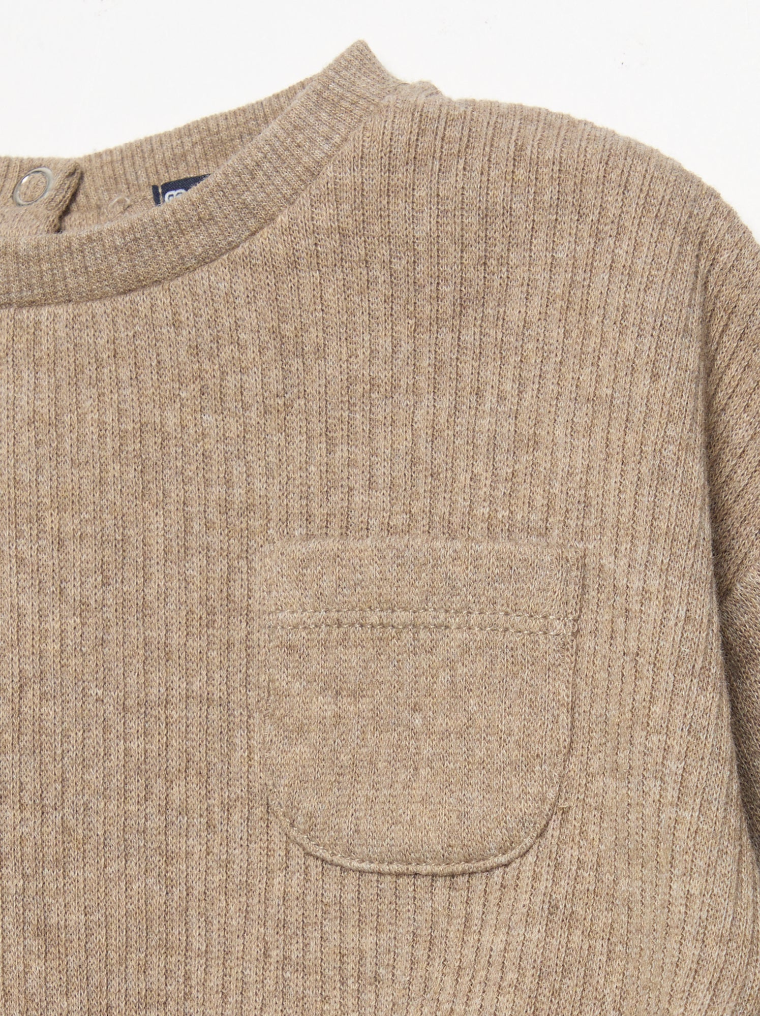 Ensemble 2 pièces en maille côtelée - Sweat + pantalon - Beige