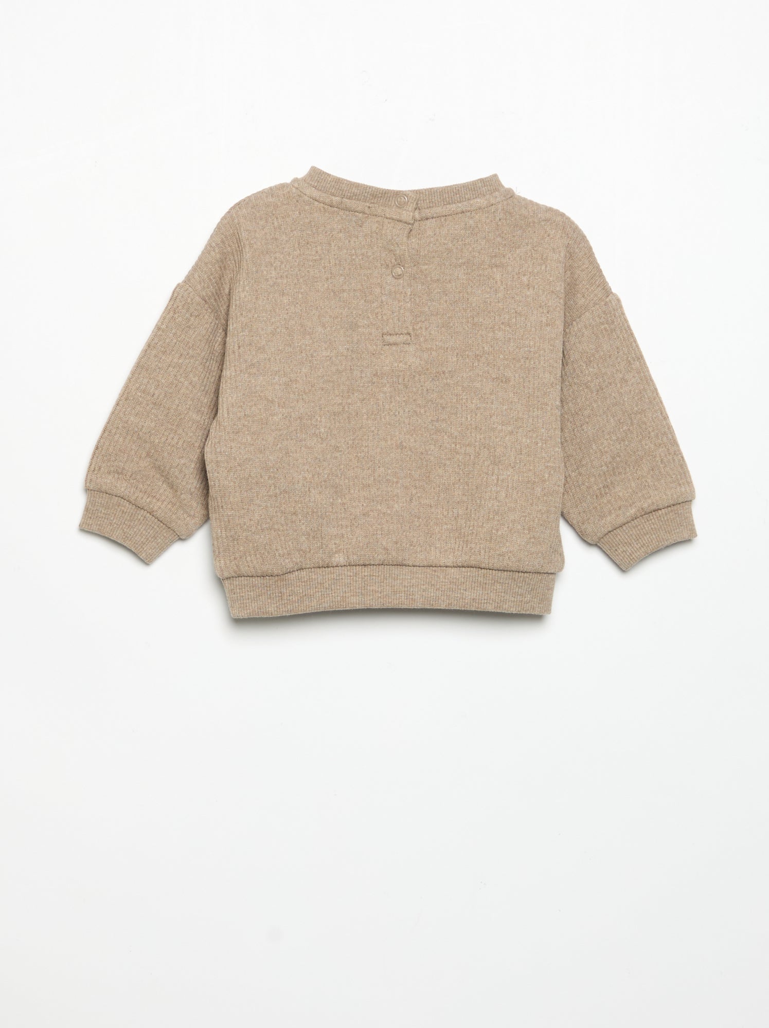 Ensemble 2 pièces en maille côtelée - Sweat + pantalon - Beige