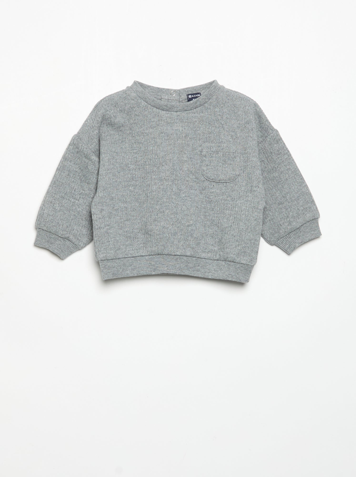 Ensemble 2 pièces en maille côtelée - Sweat + pantalon - Gris