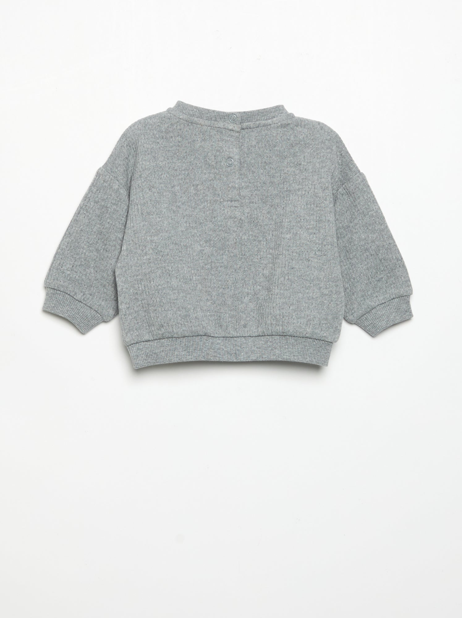 Ensemble 2 pièces en maille côtelée - Sweat + pantalon - Gris
