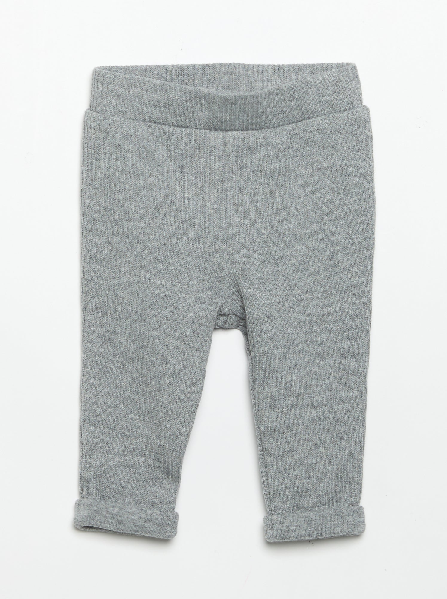 Ensemble 2 pièces en maille côtelée - Sweat + pantalon - Gris