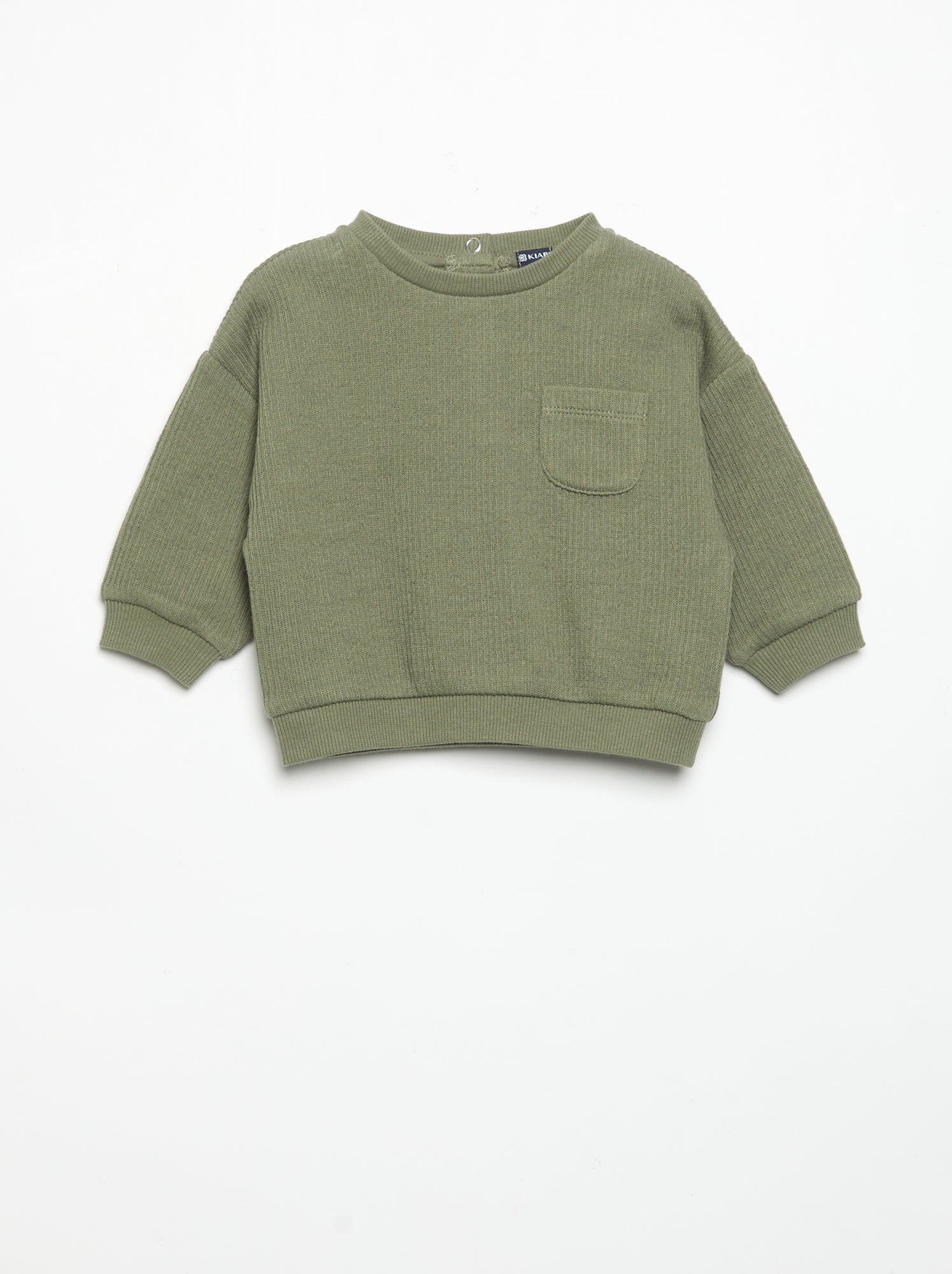 Ensemble 2 pièces en maille côtelée - Sweat + pantalon - Vert