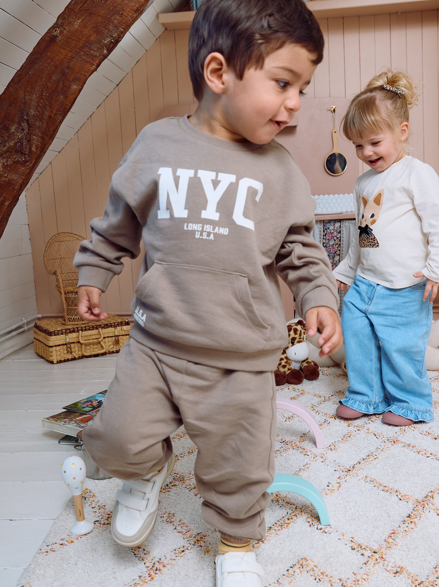 Ensemble 2 pièces - sweat + pantalon de jogging - Beige