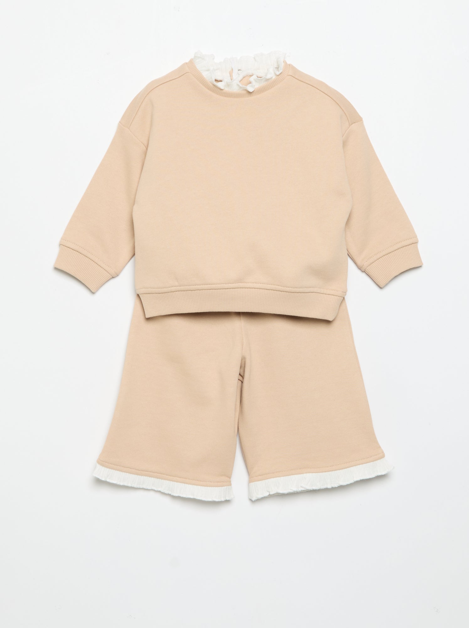 Ensemble 2 pièces - Sweat + pantalon large - Beige