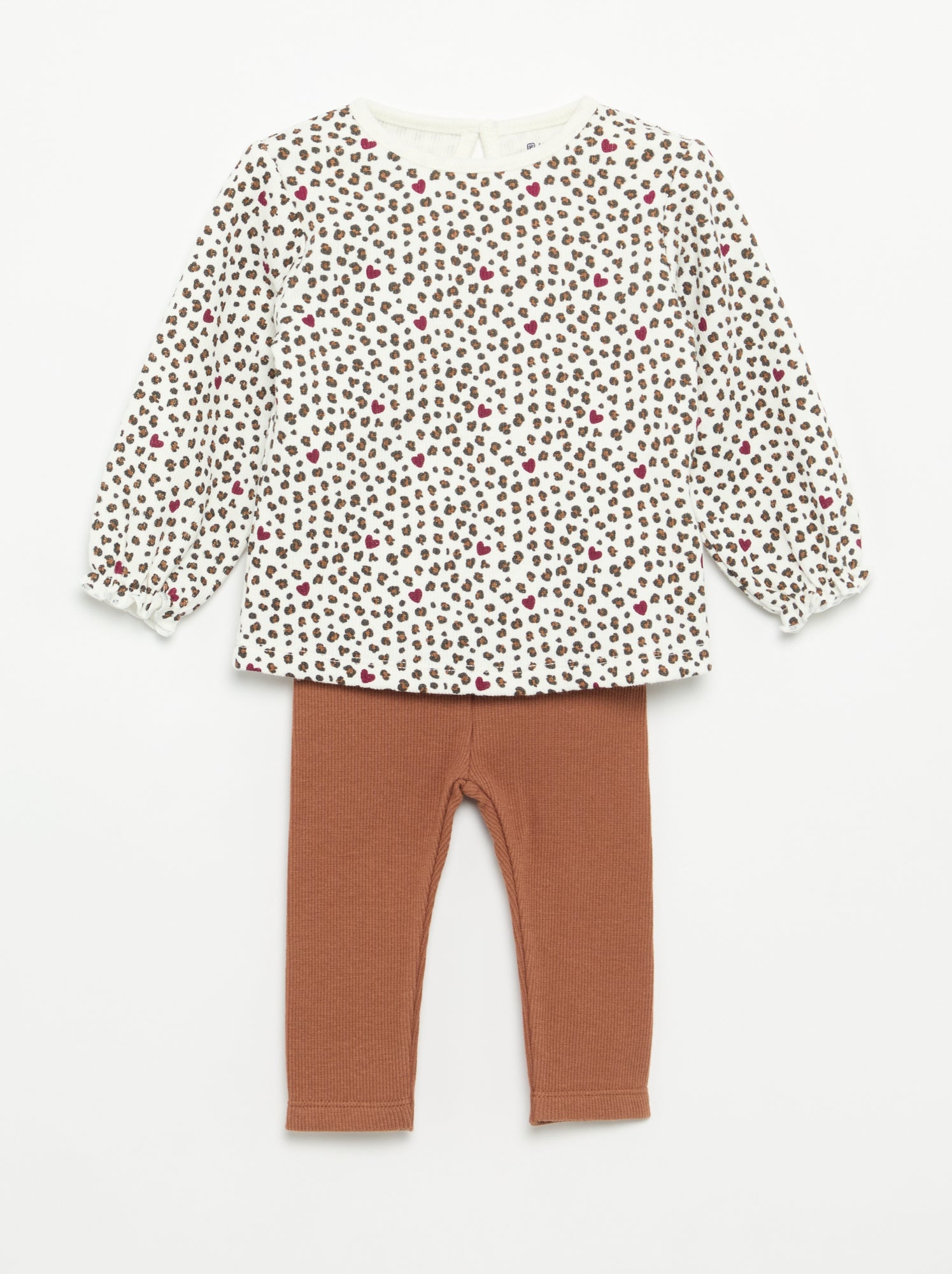 Ensemble 2 pièces - T-shirt à manches longues + legging - Blanc (FXE32_5)