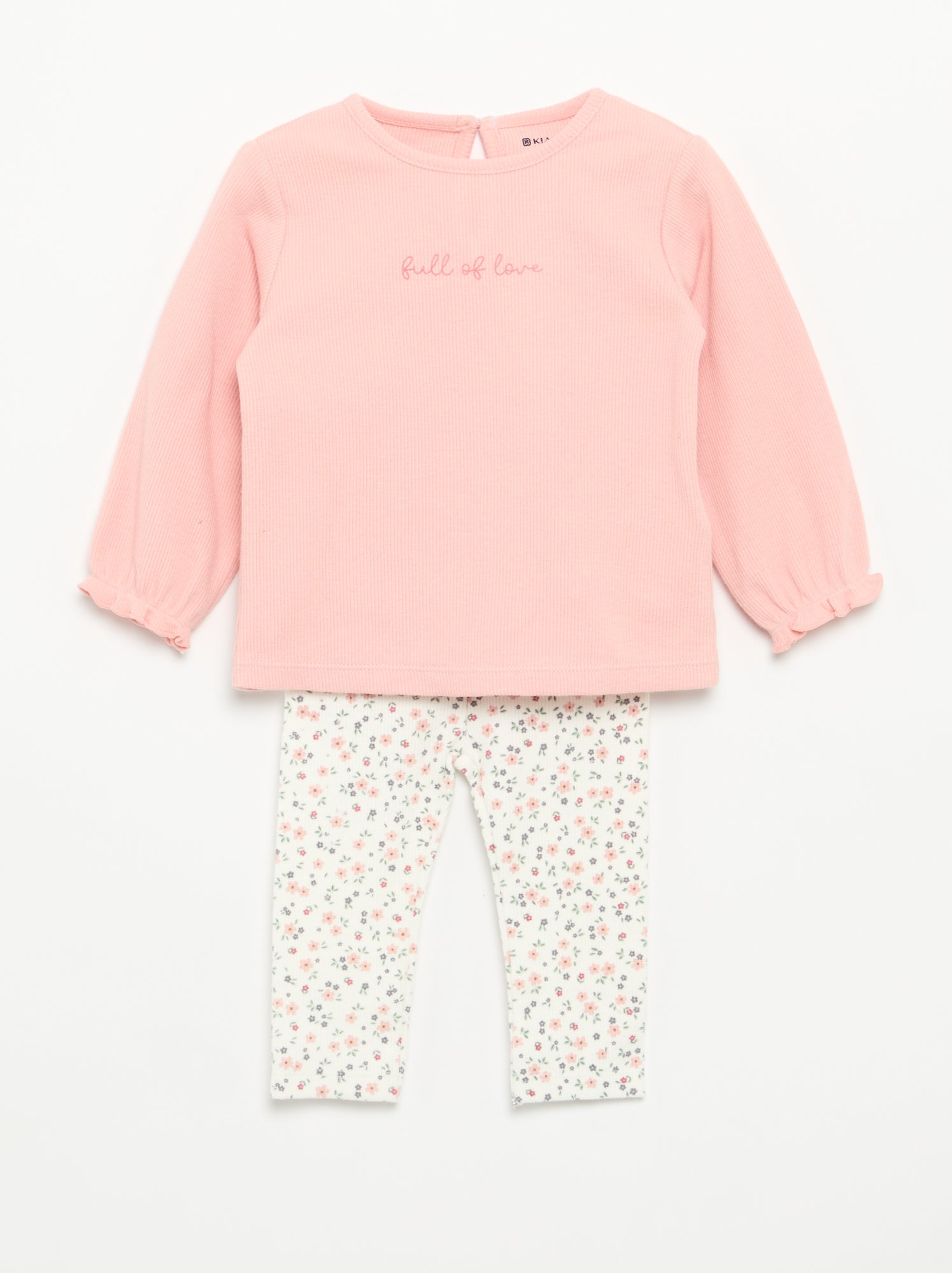Ensemble 2 pièces - T-shirt à manches longues + legging - Rose (FXE32_1)