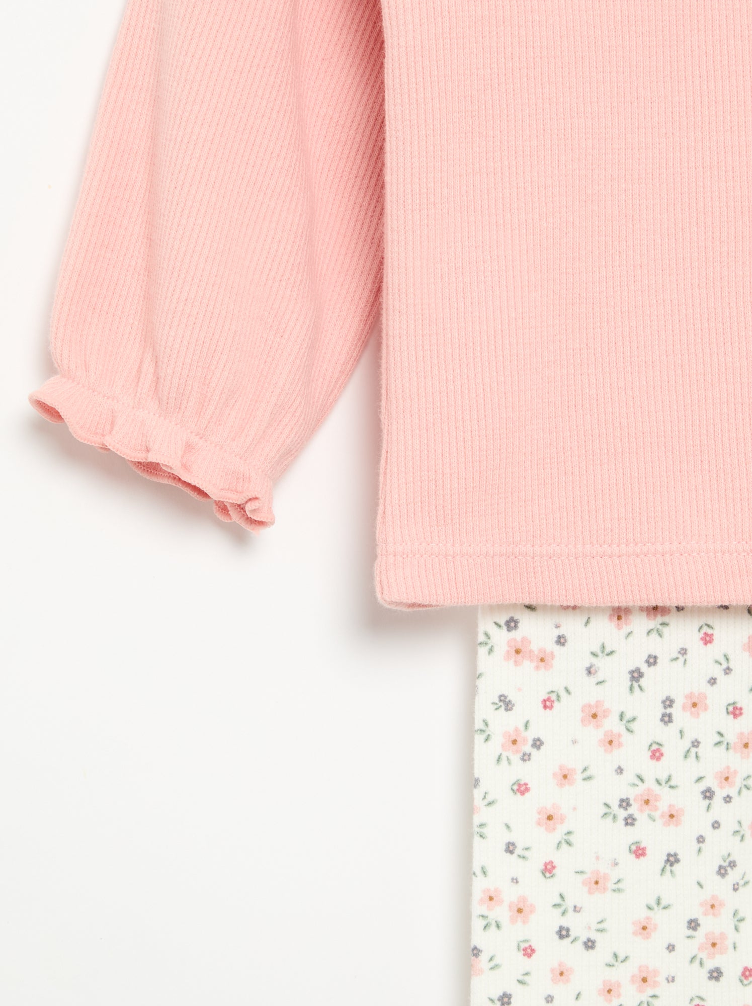 Ensemble 2 pièces - T-shirt à manches longues + legging - Rose (FXE32_1)