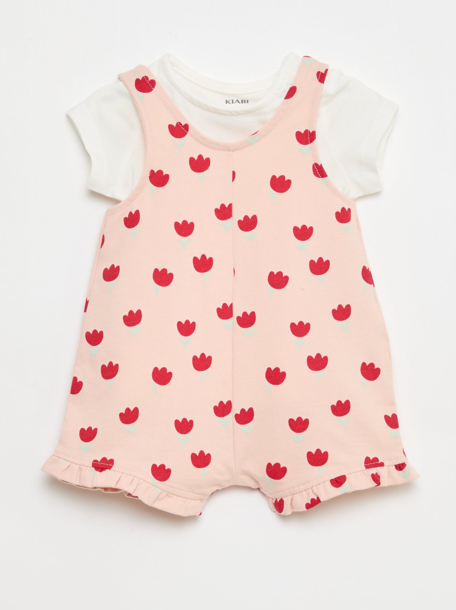 Ensemble 2 pièces T-shirt + combishort - Rose