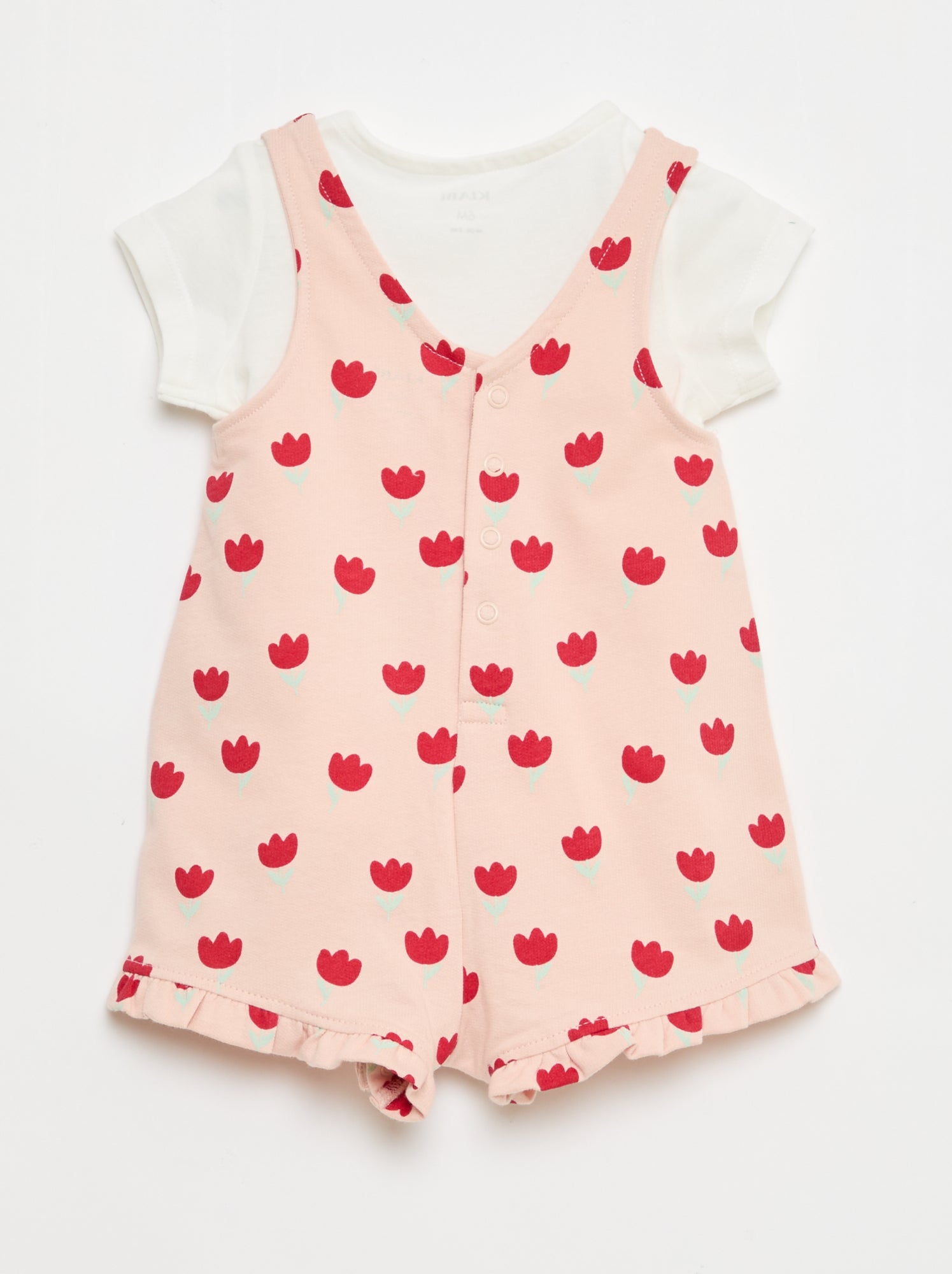 Ensemble 2 pièces T-shirt + combishort - Rose