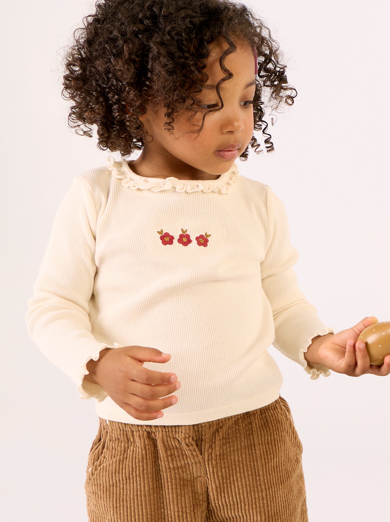 Ensemble 2 pièces - T-shirt + pantalon en velours - Blanc