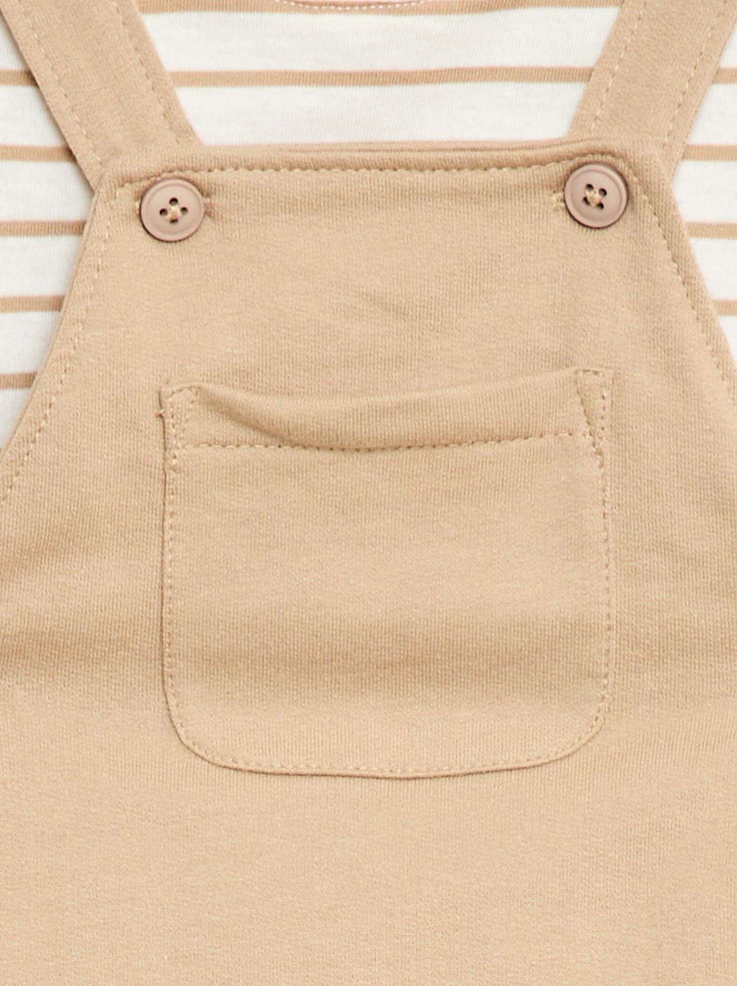 Ensemble 2 pièces T-shirt + salopette short - Beige
