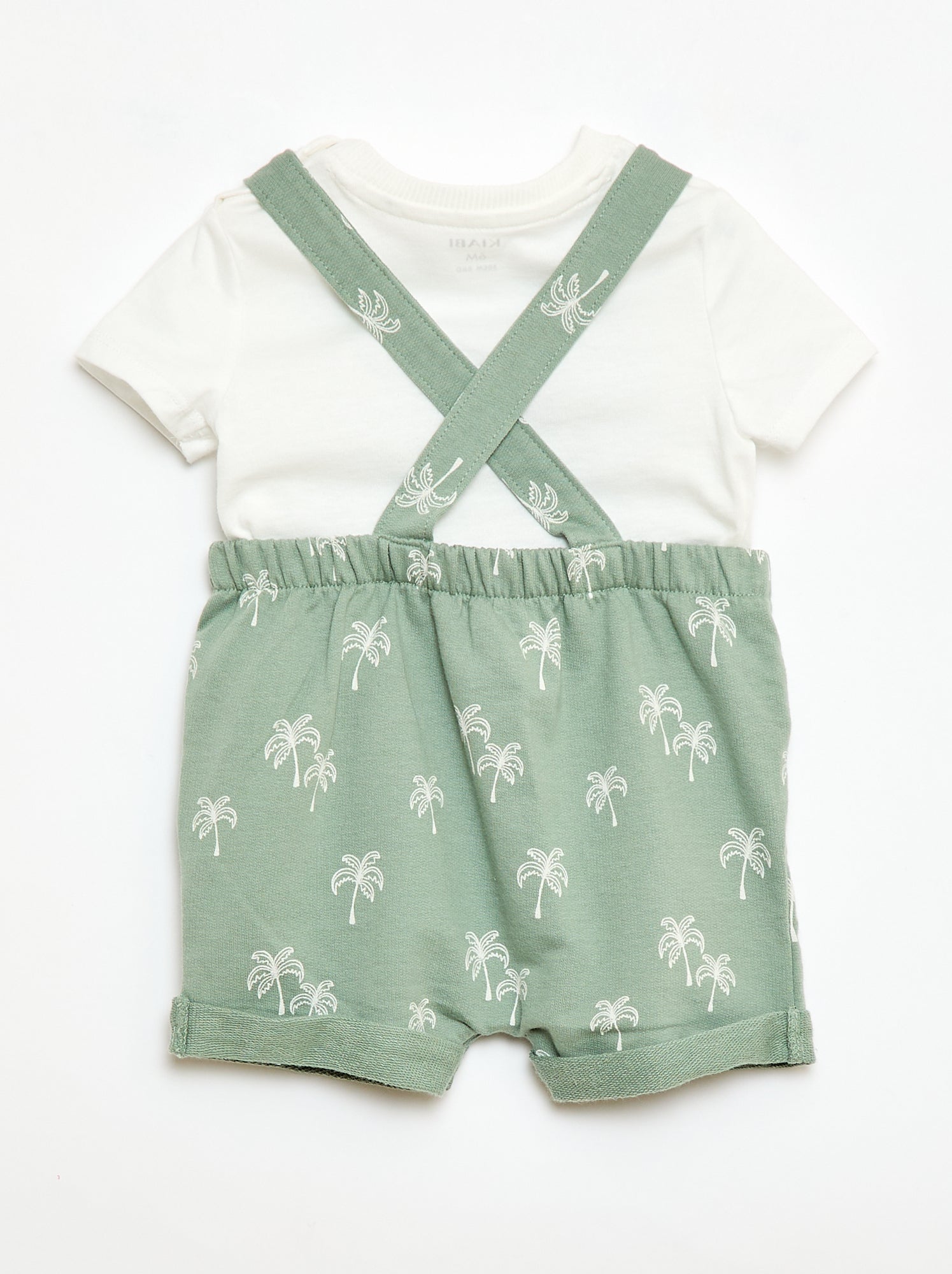 Ensemble 2 pièces T-shirt + salopette short - Vert