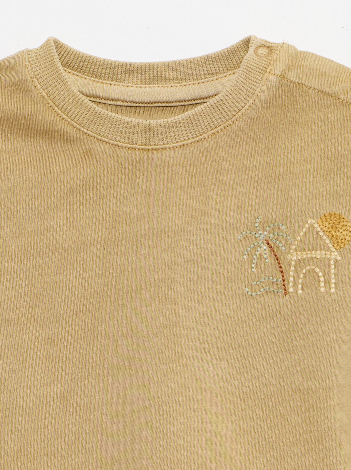 Ensemble 2 pièces tee-shirt brodé + short - Beige