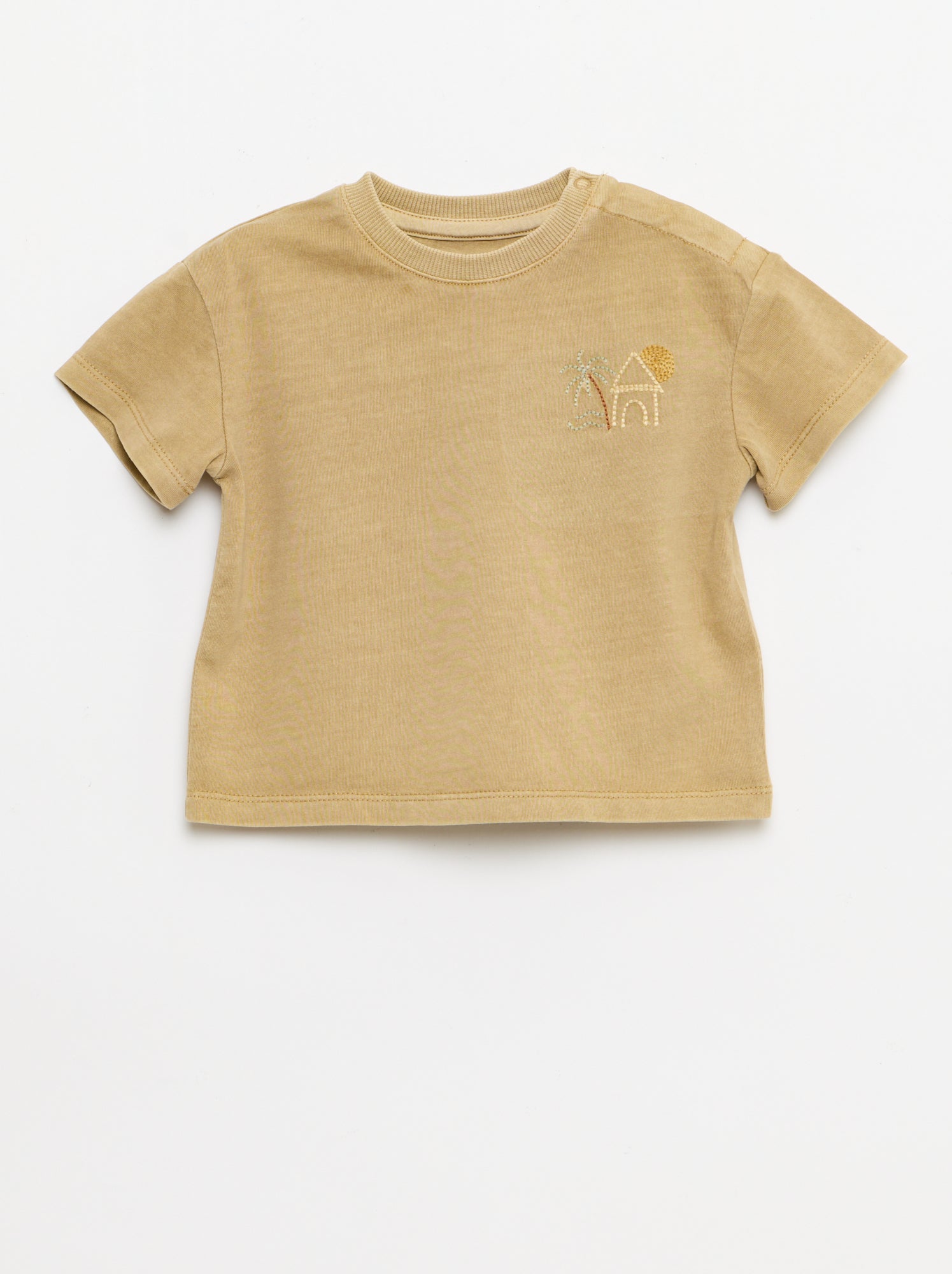 Ensemble 2 pièces tee-shirt brodé + short - Beige