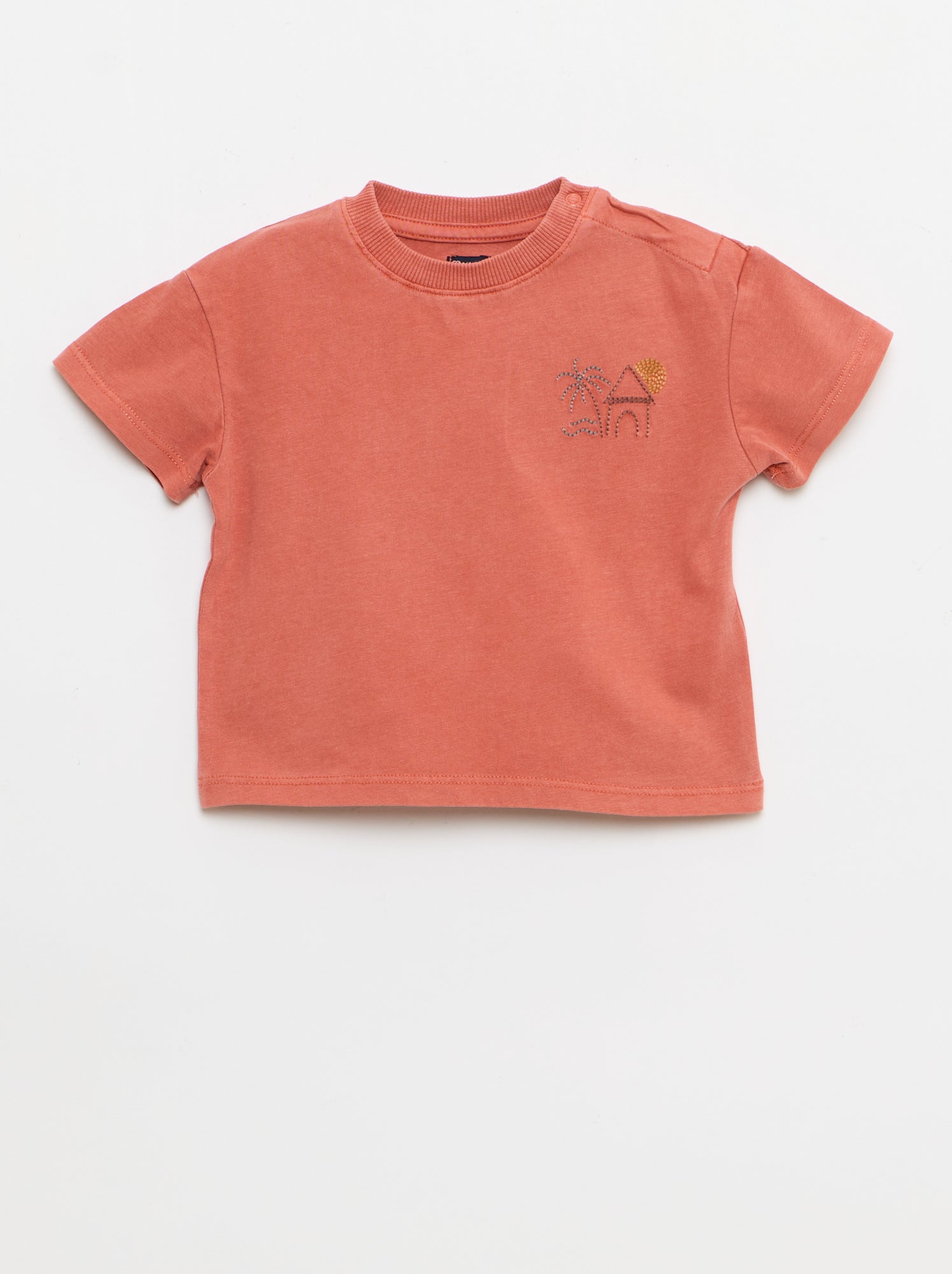 Ensemble 2 pièces tee-shirt brodé + short - Rouge