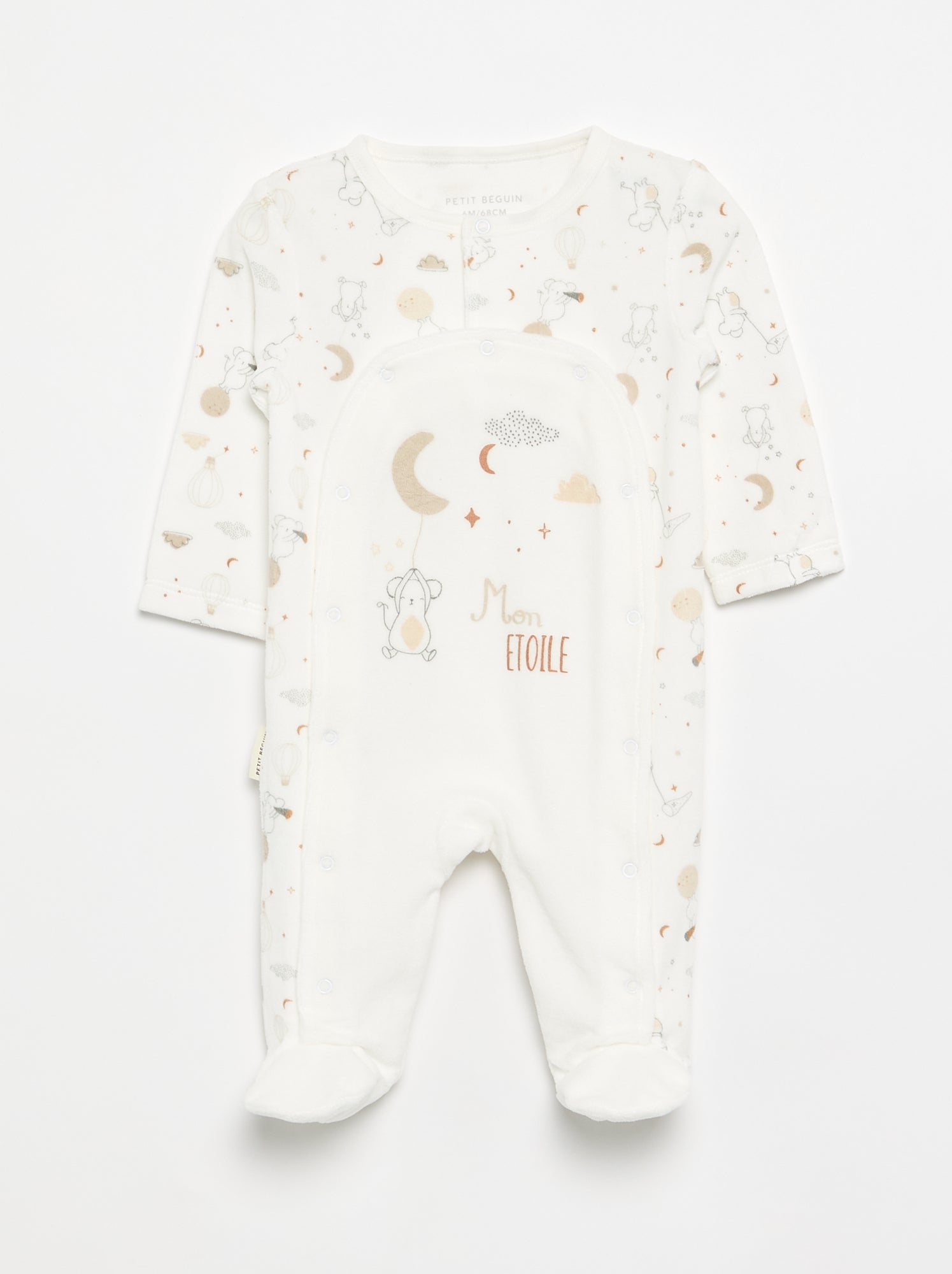 Ensemble 3 pièces 'Petit Béguin' - Body + pyjama + doudou - Beige