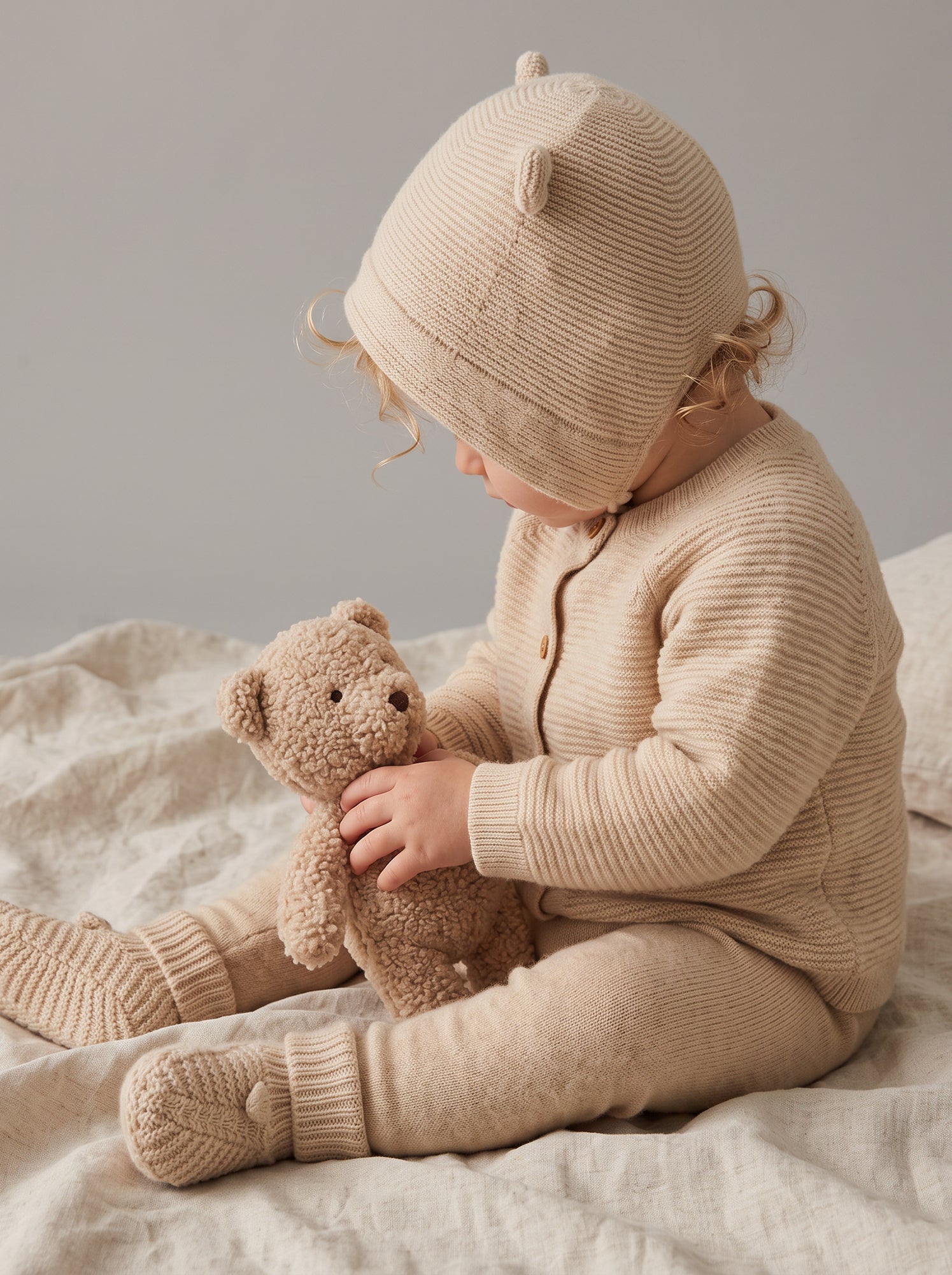 Ensemble 4 pièces en laine et cachemire - premium - Beige