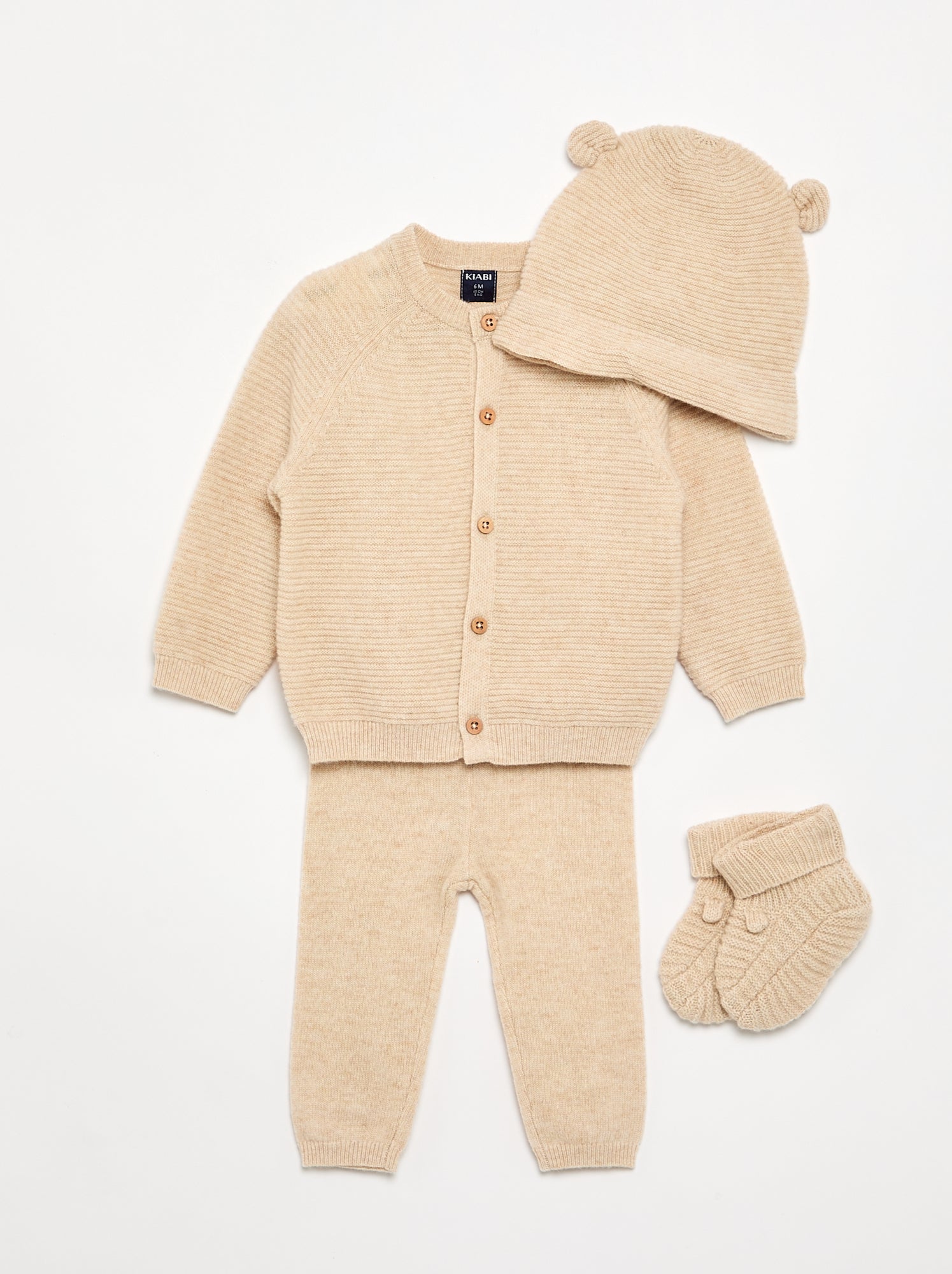 Ensemble 4 pièces en laine et cachemire - premium - Beige