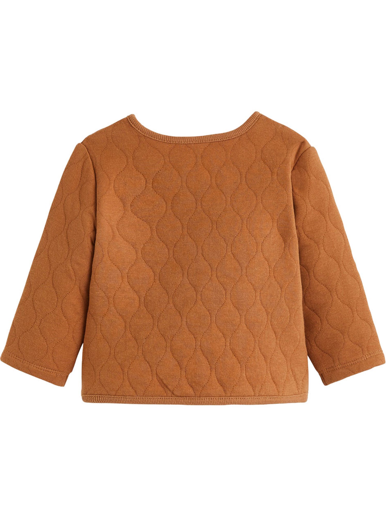 Ensemble bébé gilet croisé et pantalon avec pieds en molleton caramel - Ecru
