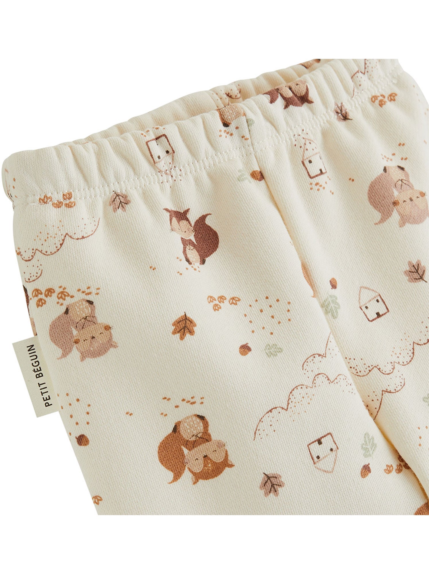 Ensemble bébé gilet croisé et pantalon avec pieds en molleton caramel - Ecru