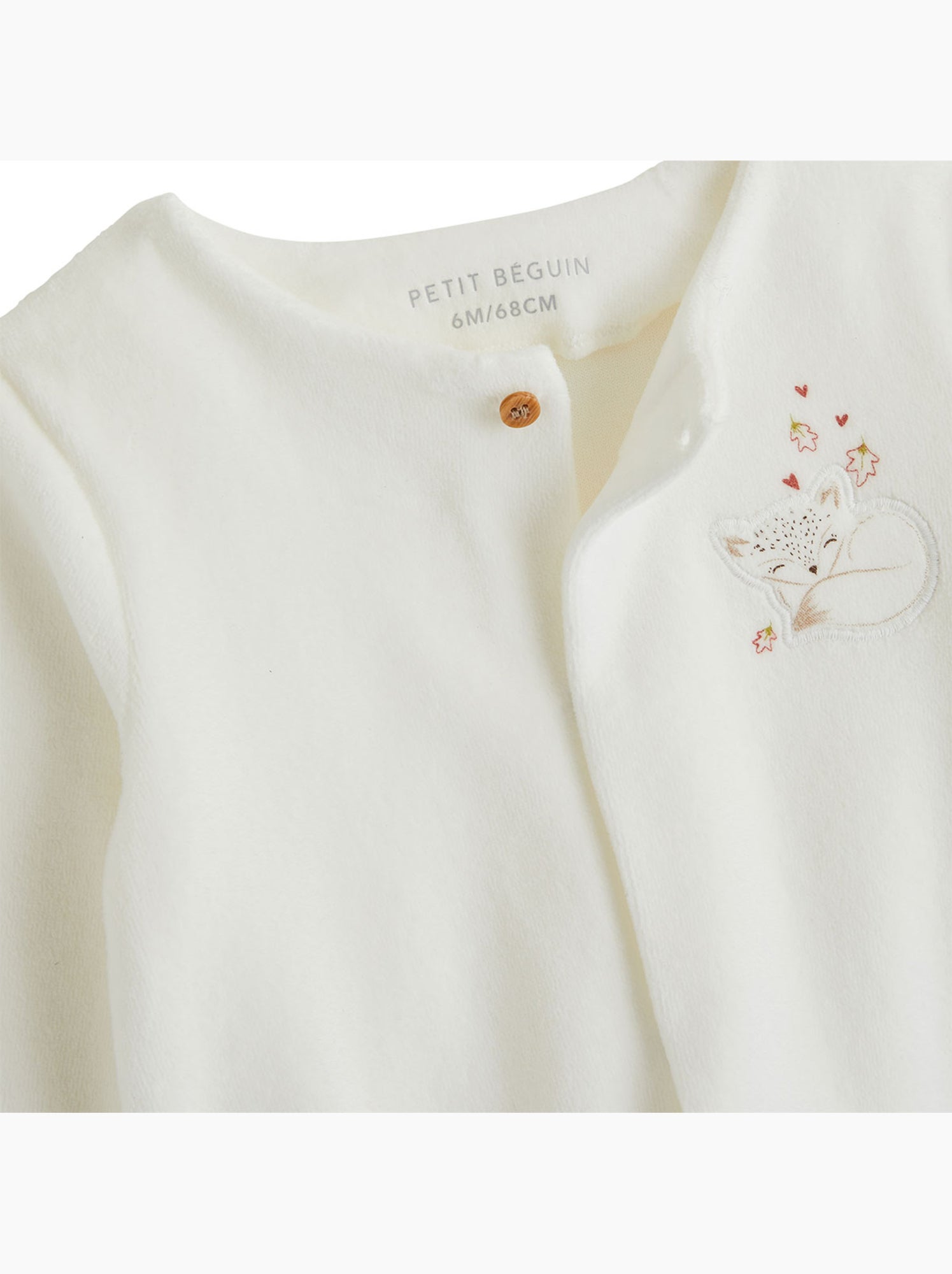 Ensemble bébé gilet et pantalon avec pieds en velours doucette - Ecru