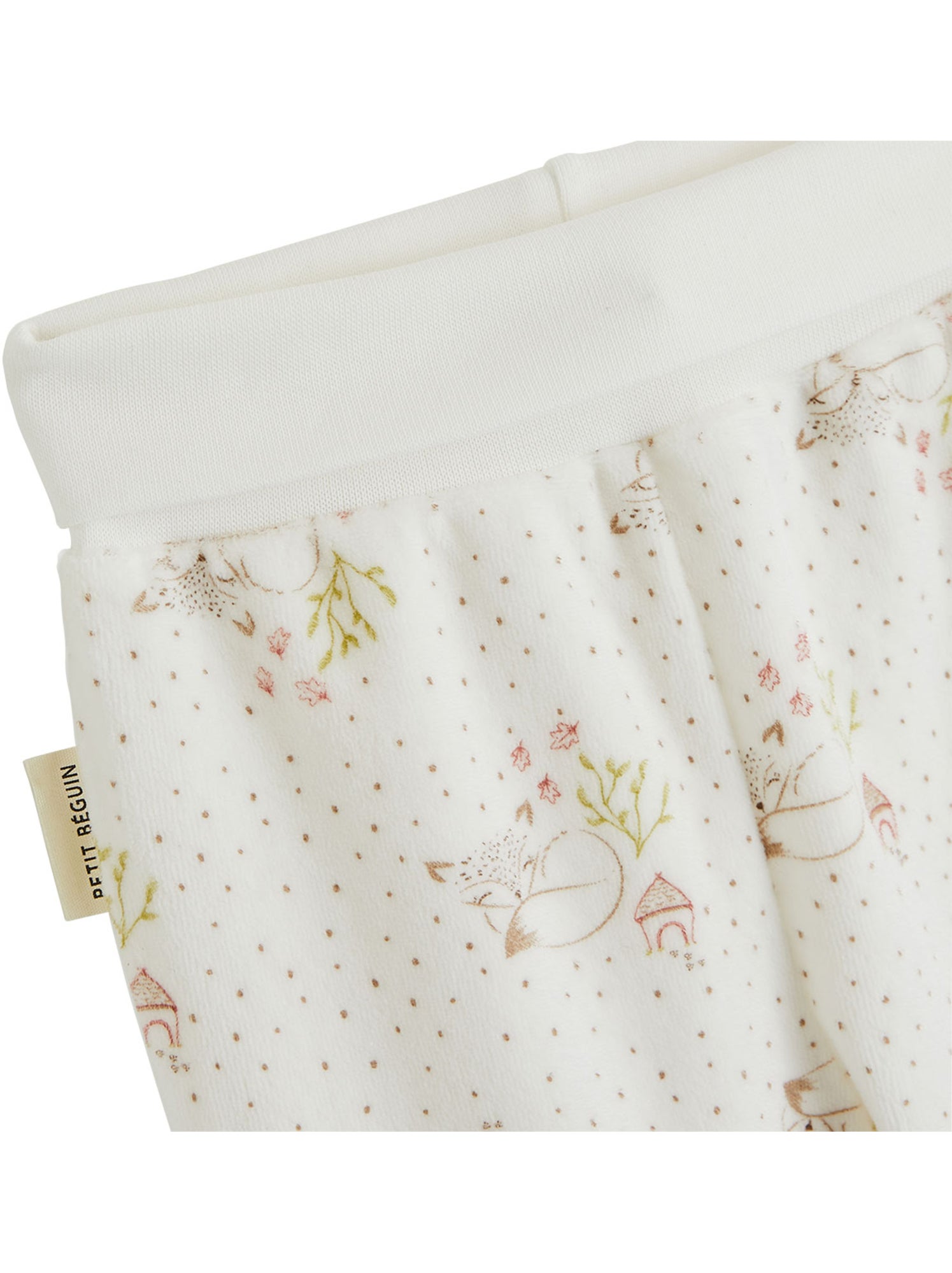 Ensemble bébé gilet et pantalon avec pieds en velours doucette - Ecru