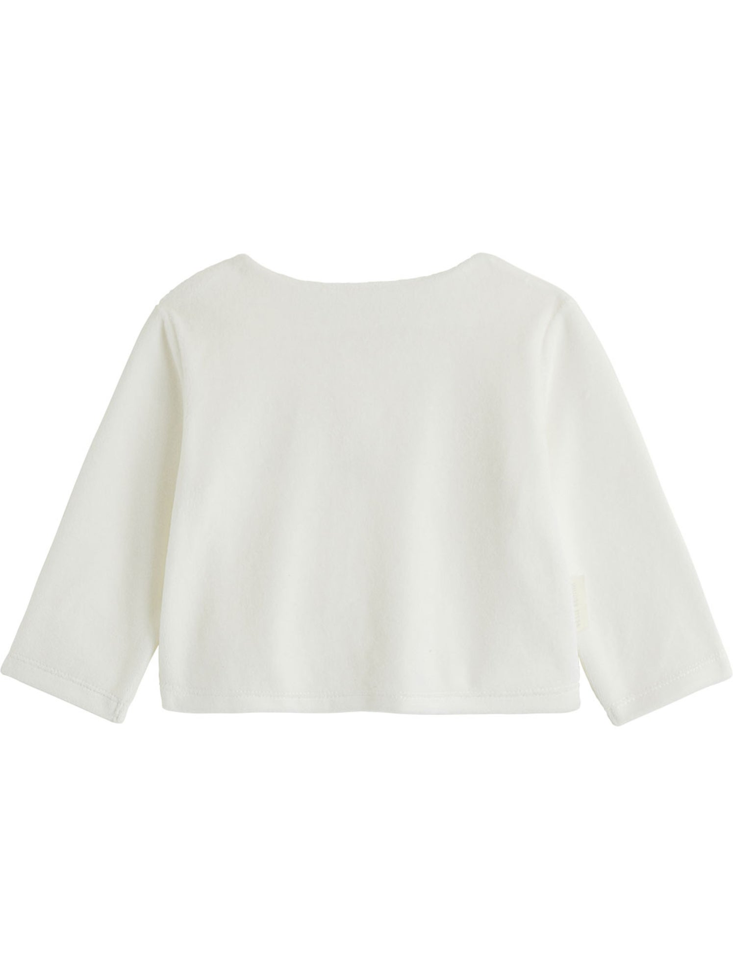 Ensemble bébé gilet et pantalon avec pieds en velours doucette - Ecru
